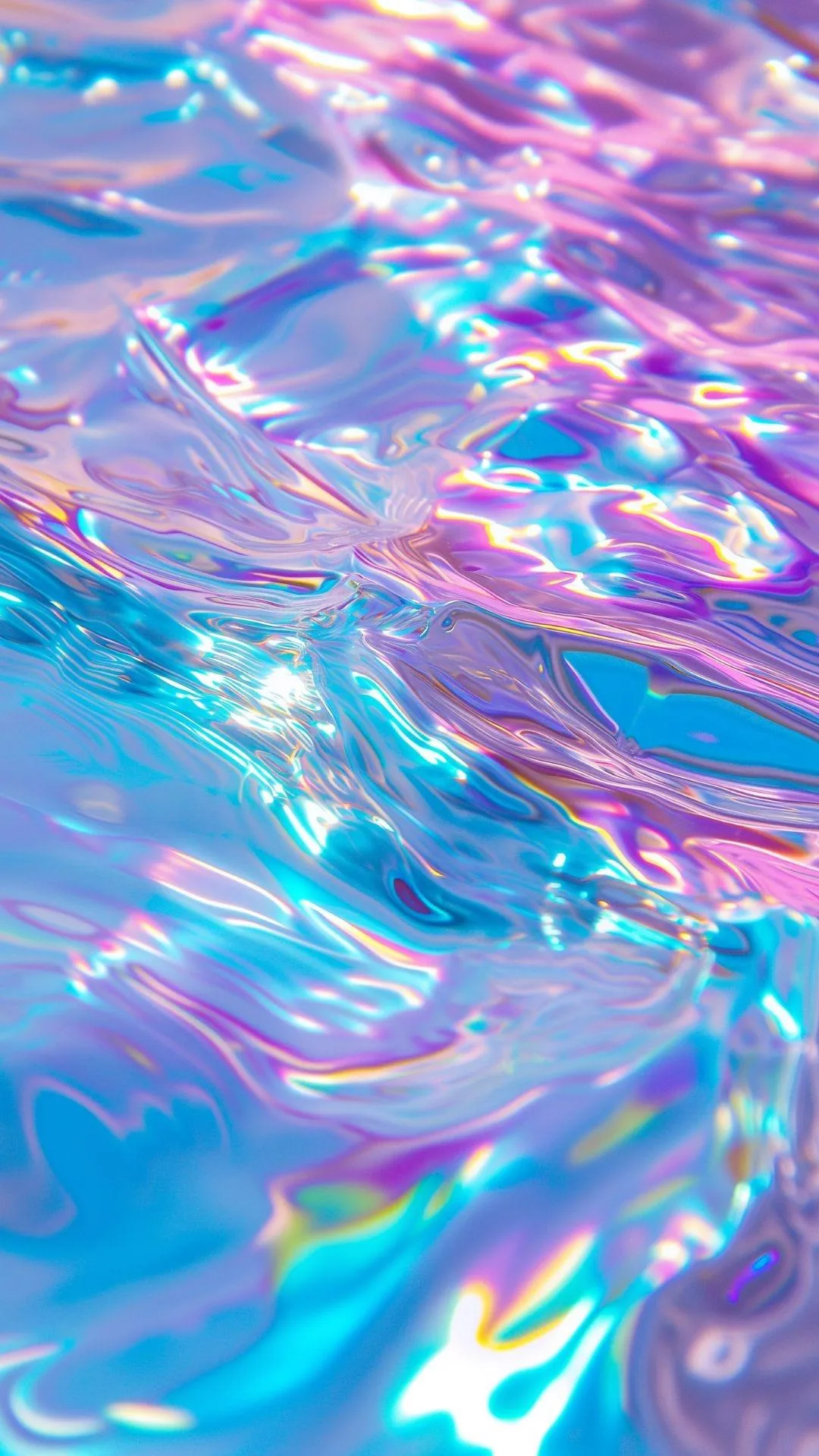 Holographic waves in pink blue tones with fluid light shine