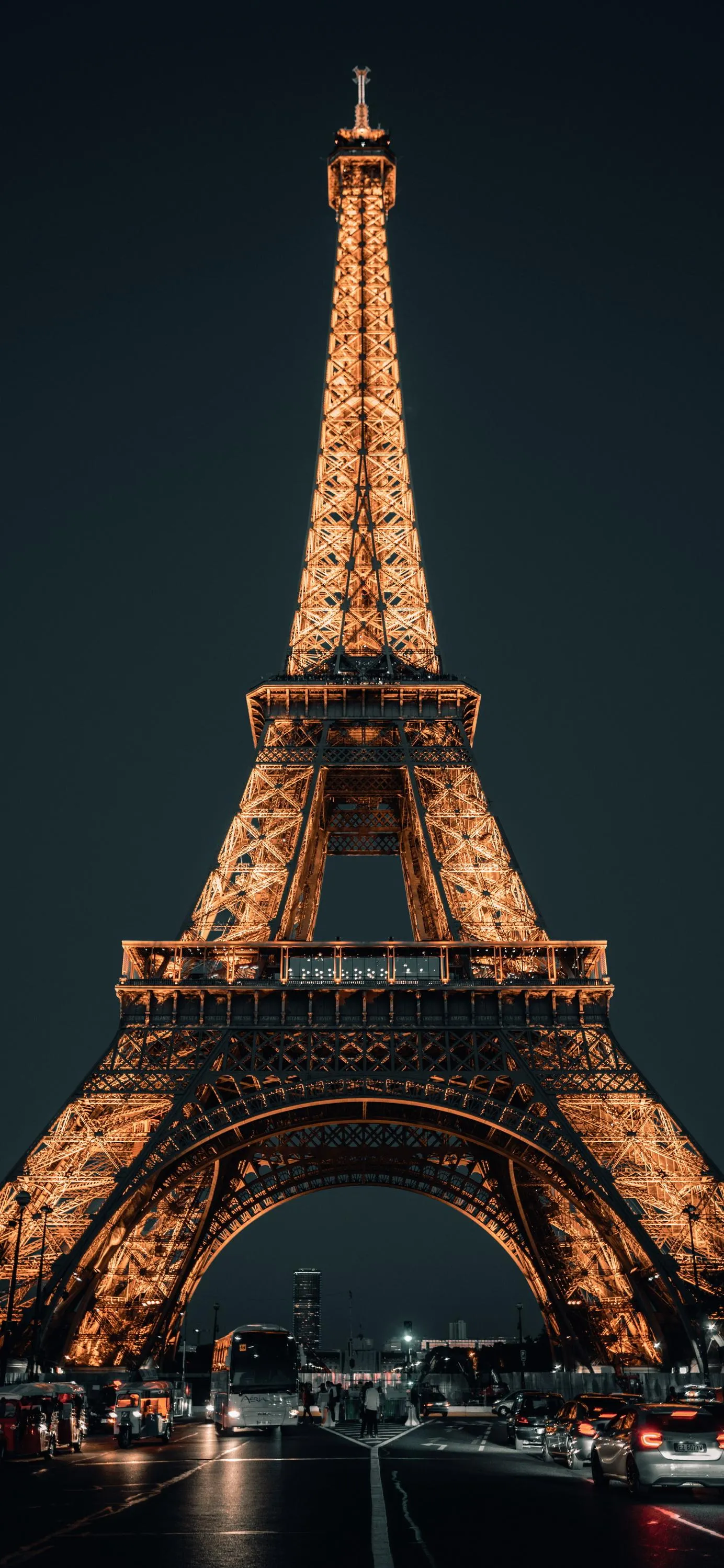 Iconic Eiffel Tower under Clear Night Sky in Paris Wallpaper