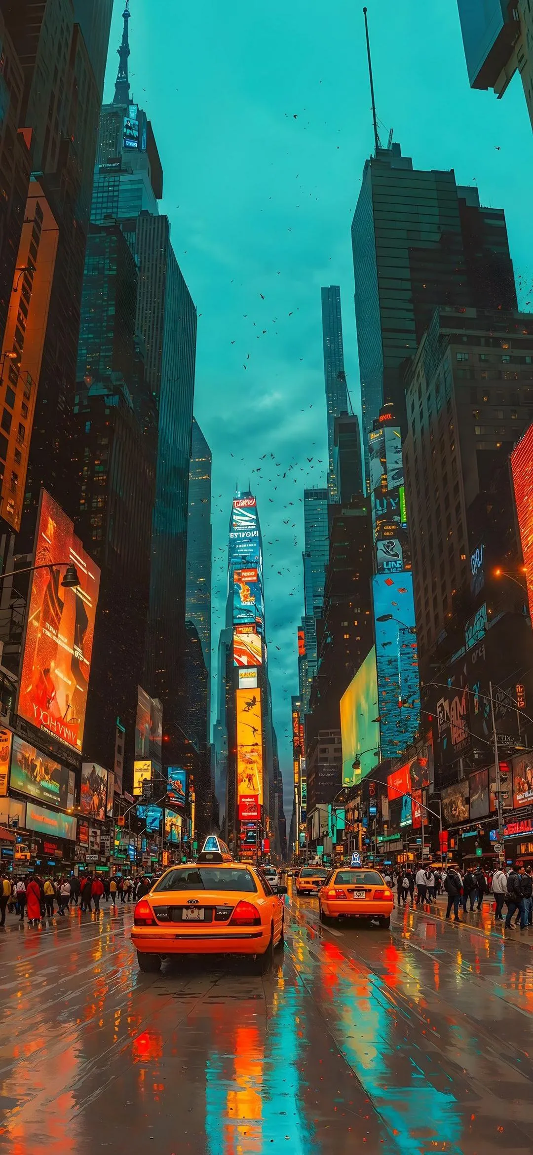 Illustrated Red Car Driving in Comic Style Cityscape