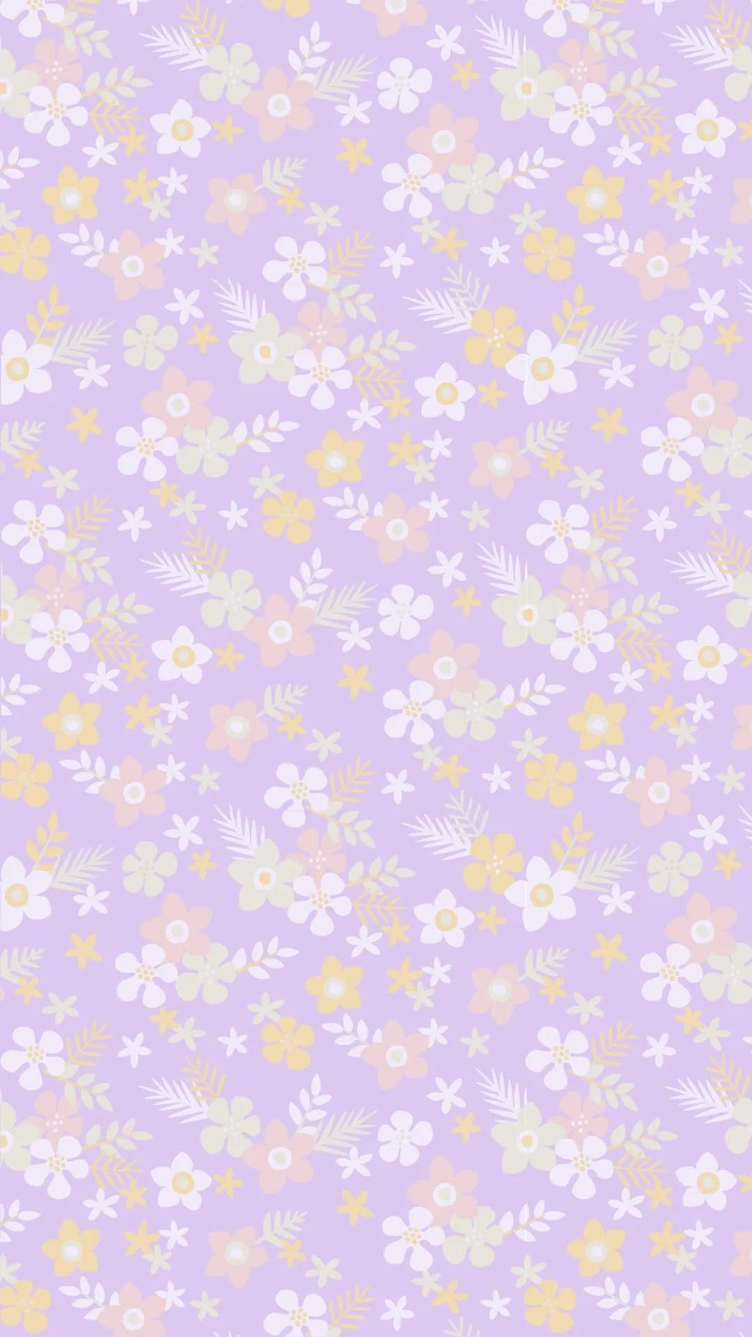 Lavender background with scattered daisy flower print 4K