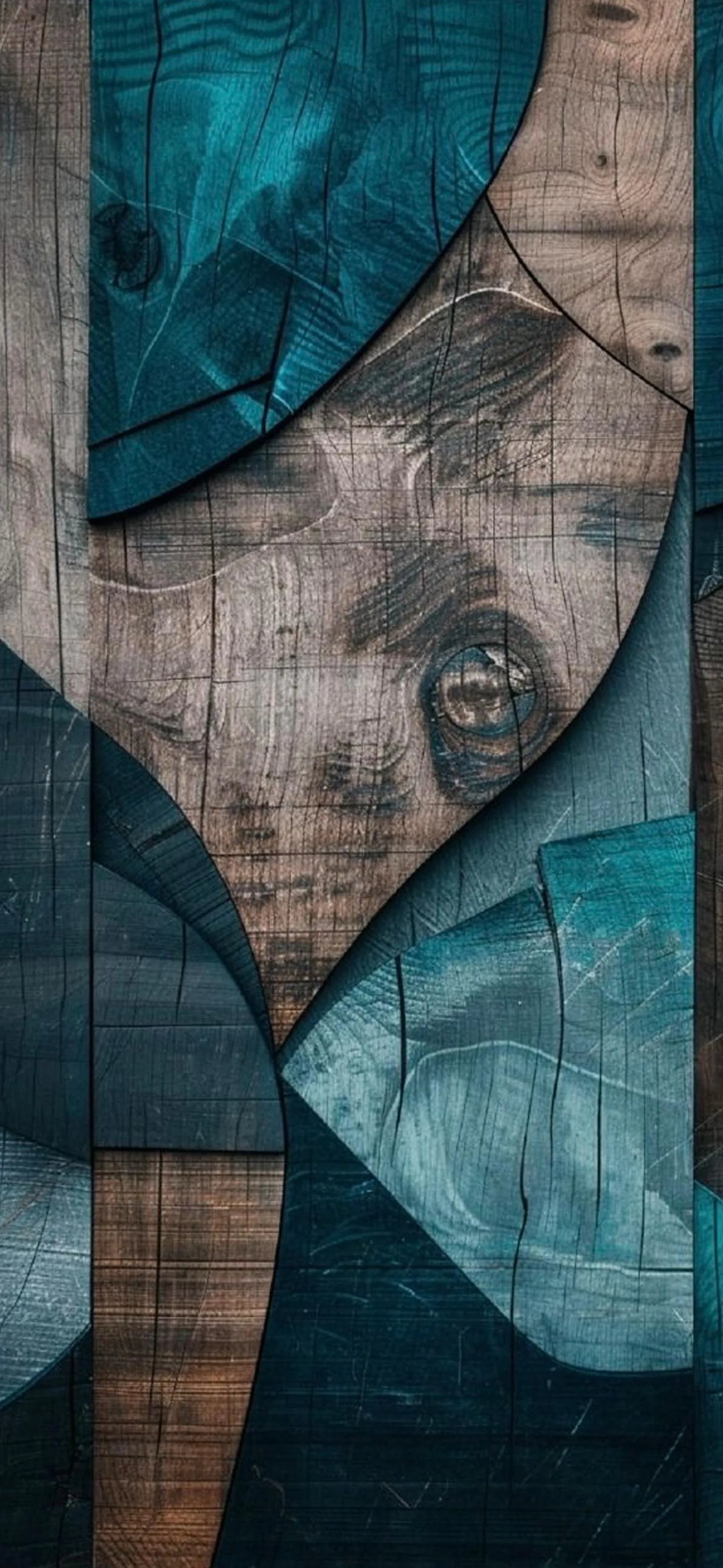 Leather Patch Abstract Texture in Teal and Brown Tones