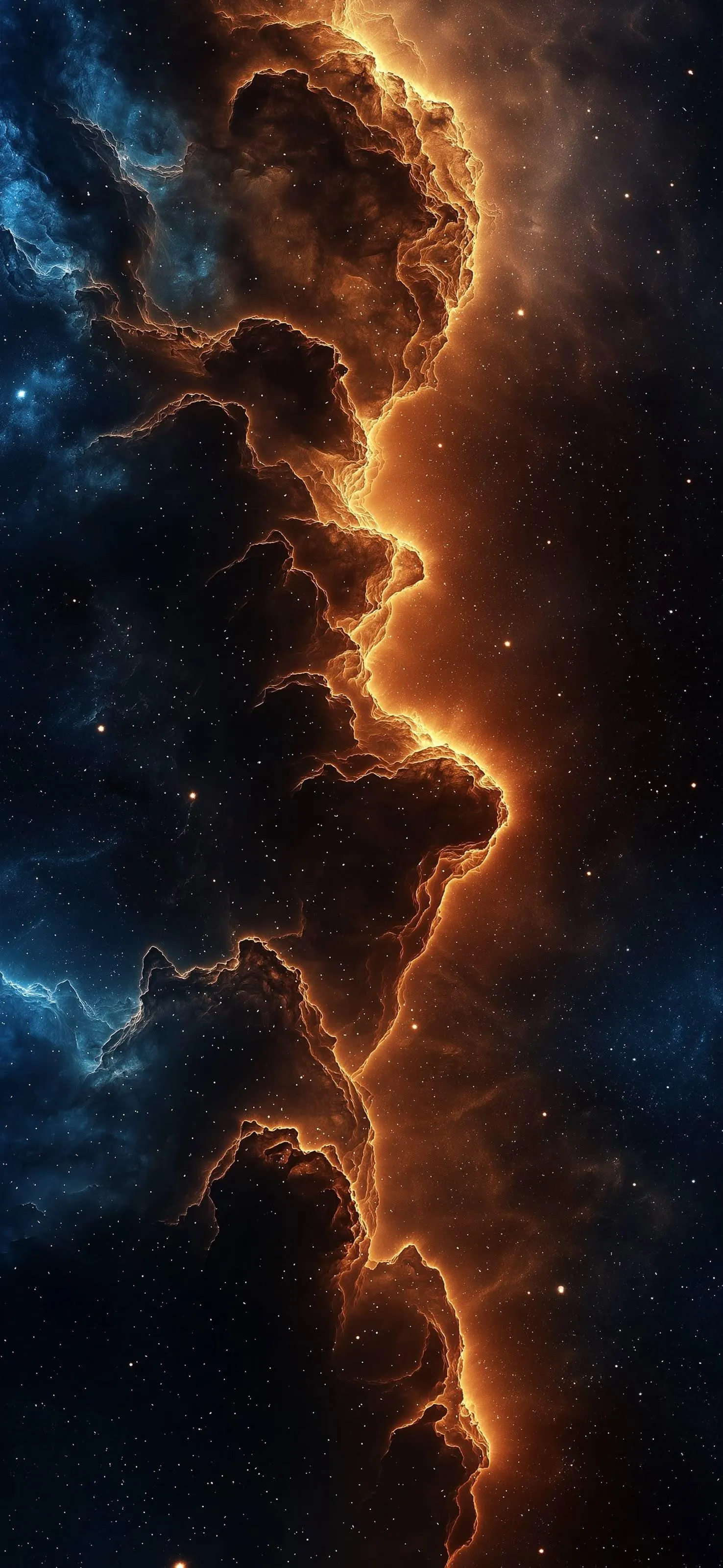 Lightning Strike Through Fiery Storm Clouds in Sky Wallpaper