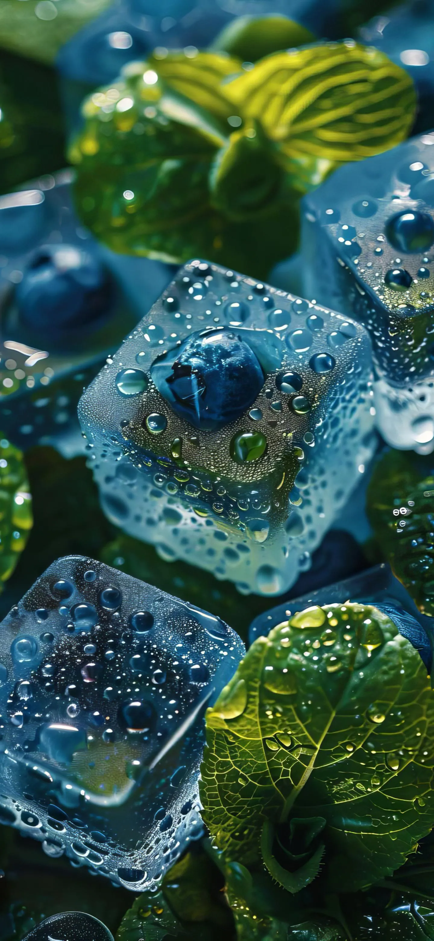 Macro Frozen Berries with Ice Crystals and Frost Wallpaper