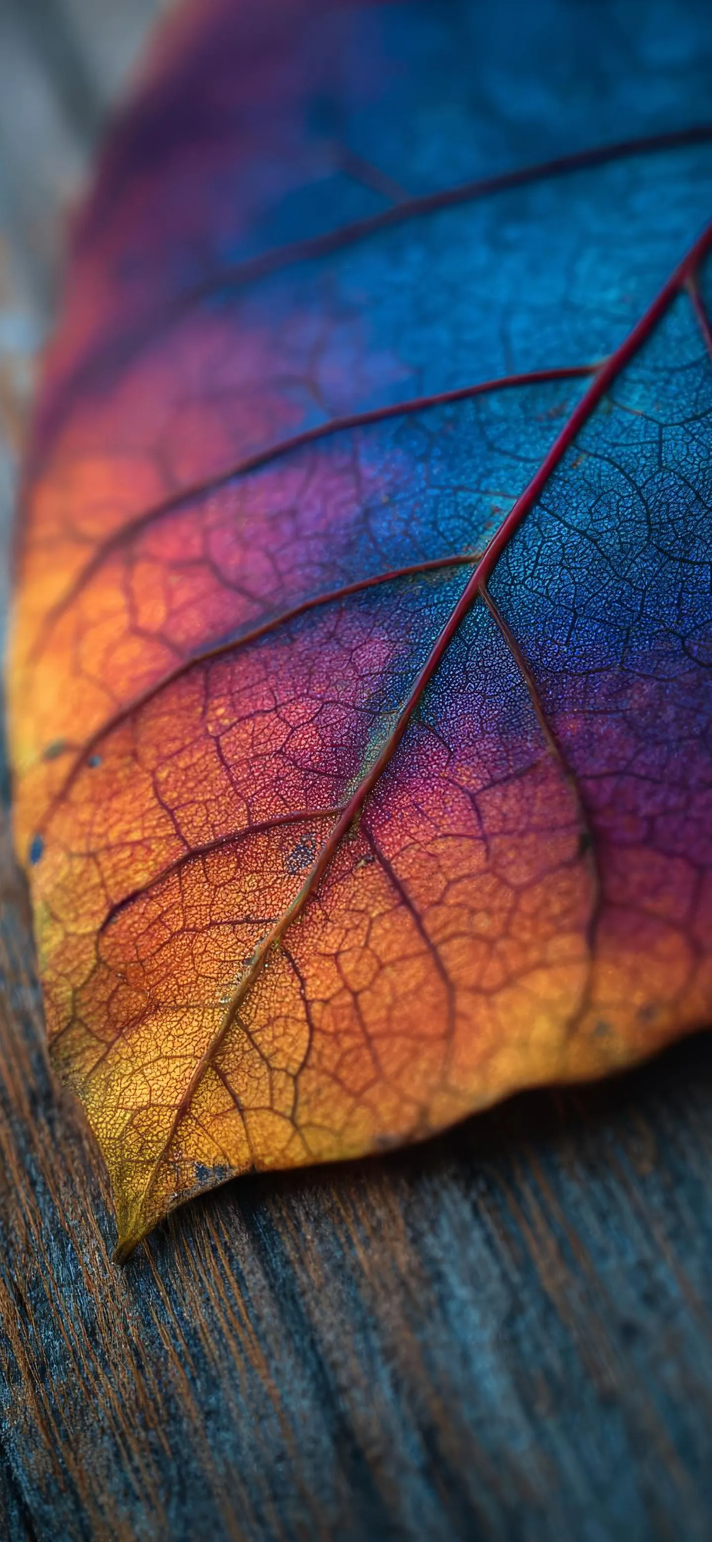 Macro Shot of Colorful Leaf Veins in Close Focus Wallpaper