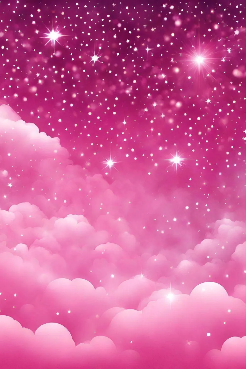 Magical pink clouds and sparkling stars in the sky Wallpaper