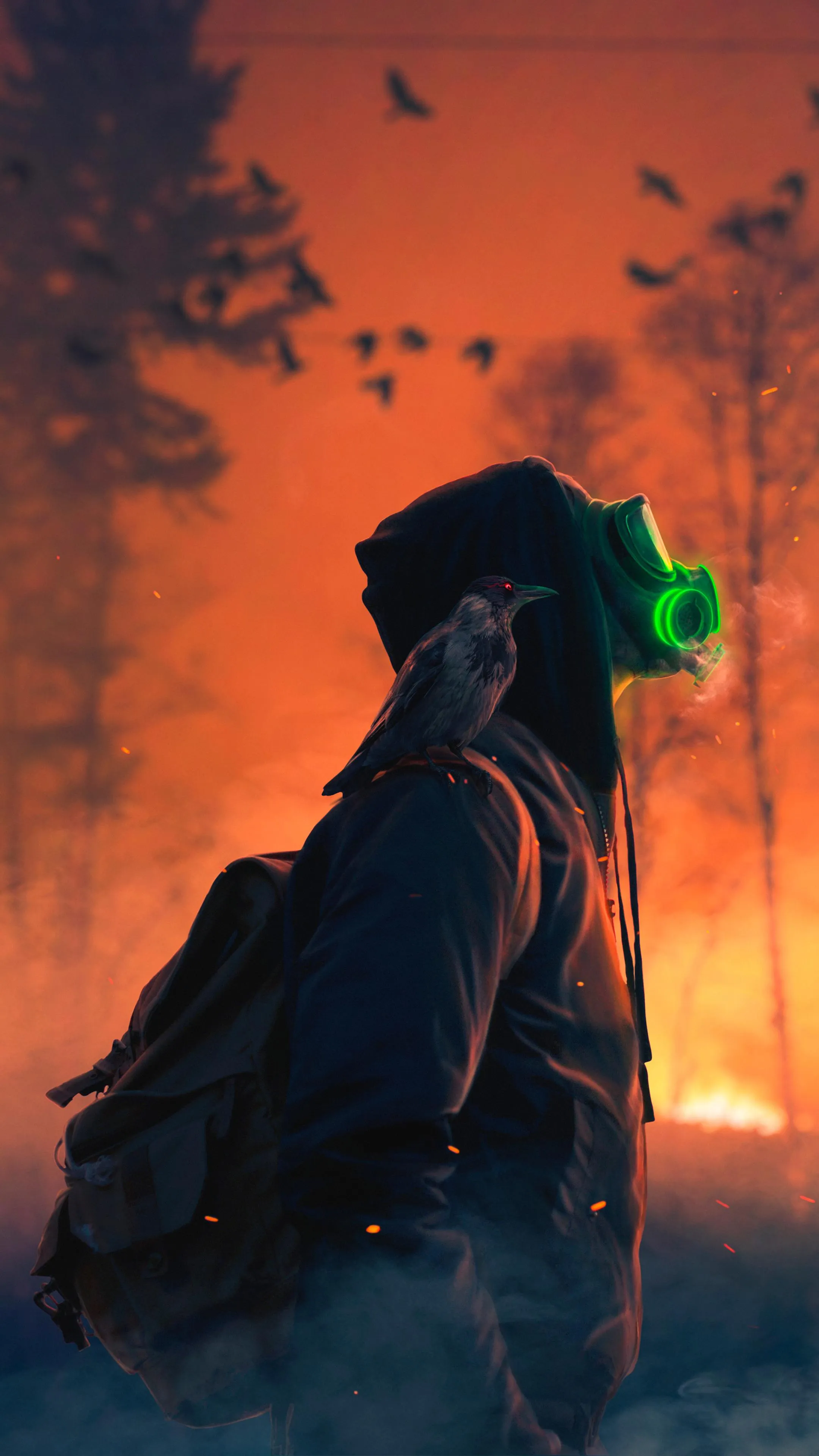 Man Silhouette with Orange Sunset and Adventure Theme