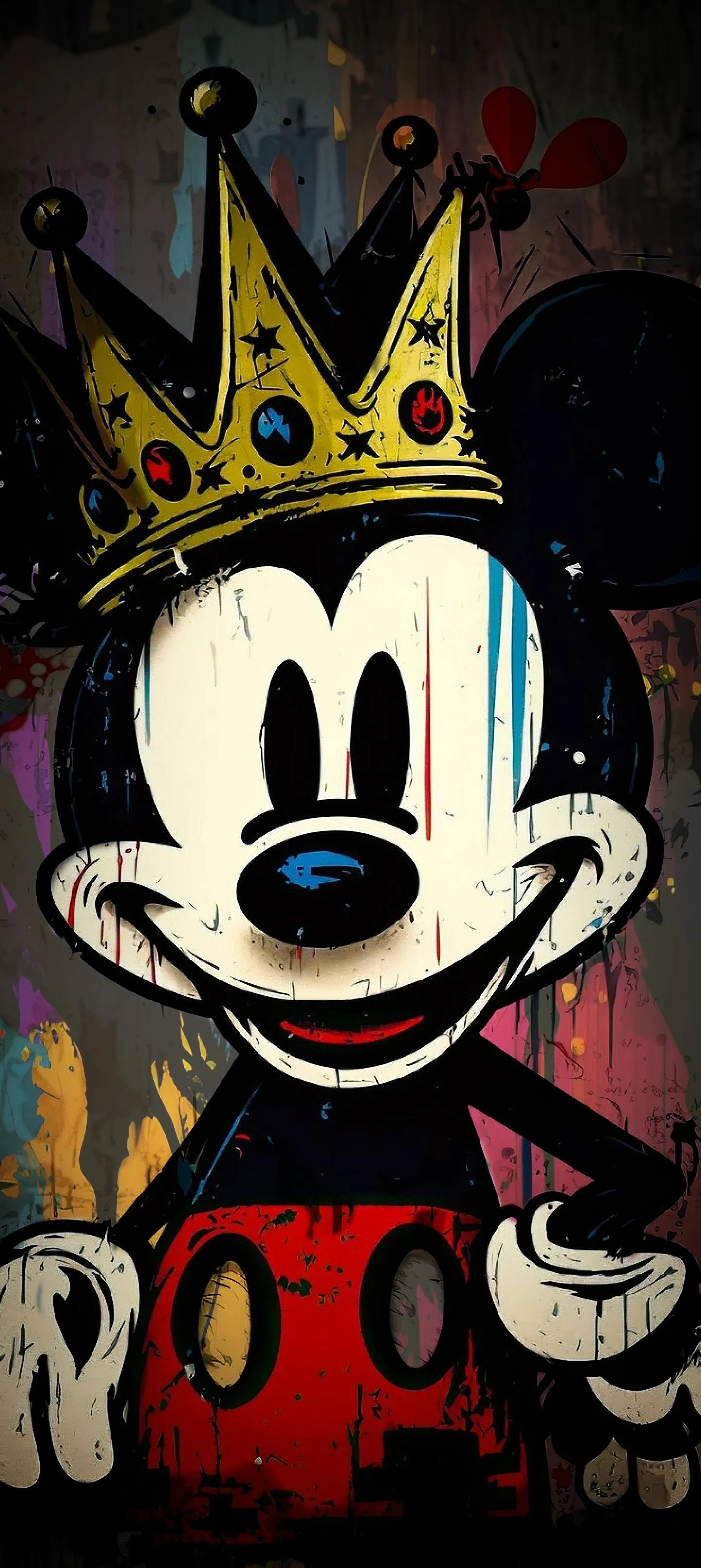 Mickey Mouse in Royal Graffiti Style with Crown Art