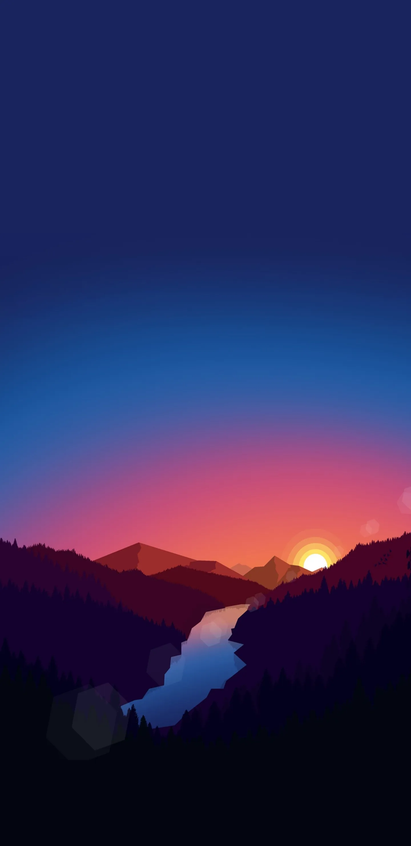 Minimal Sunset Gradient Behind Silhouette Mountain Range