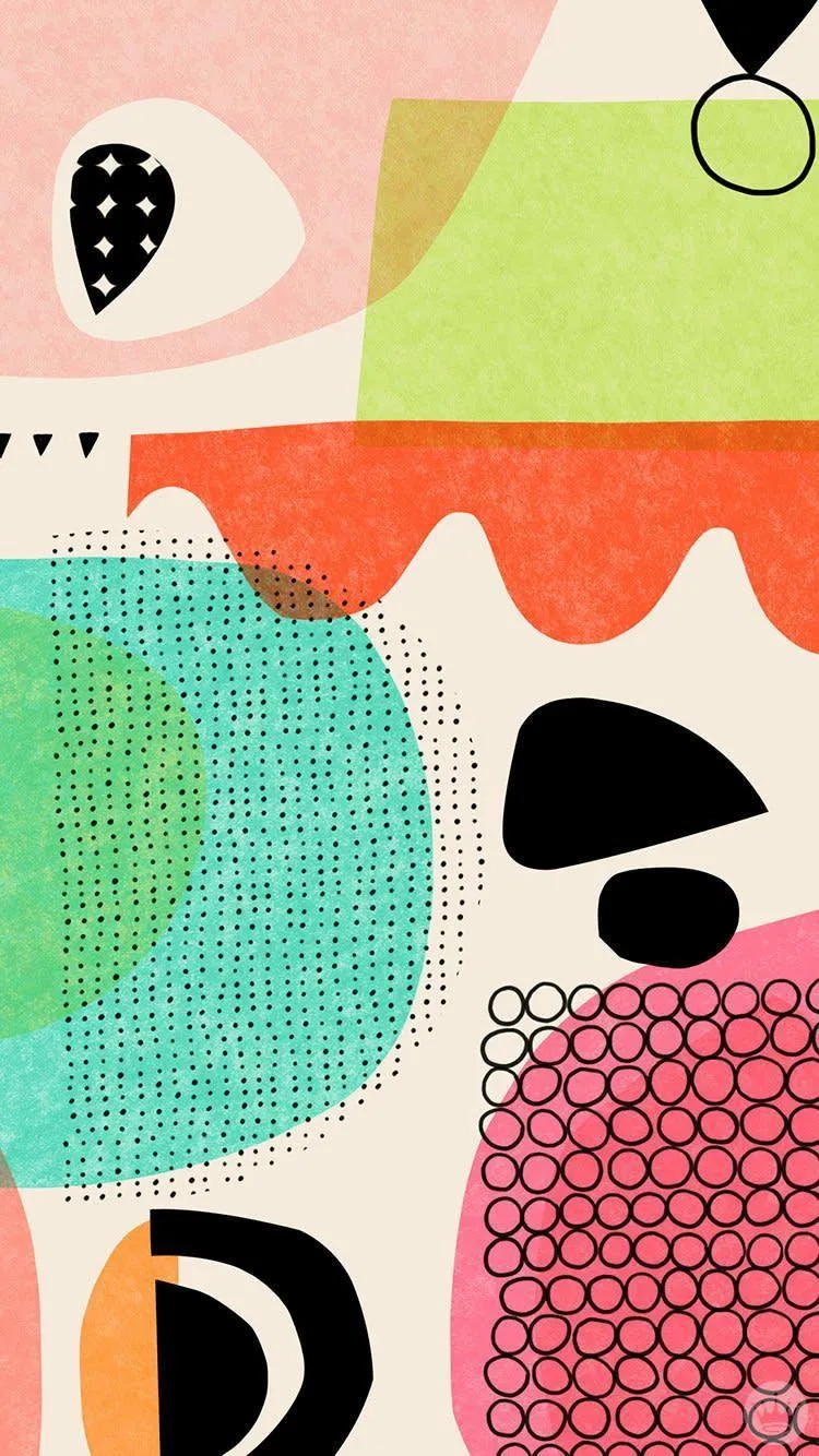 Modern art with overlapping shapes and dotted details image