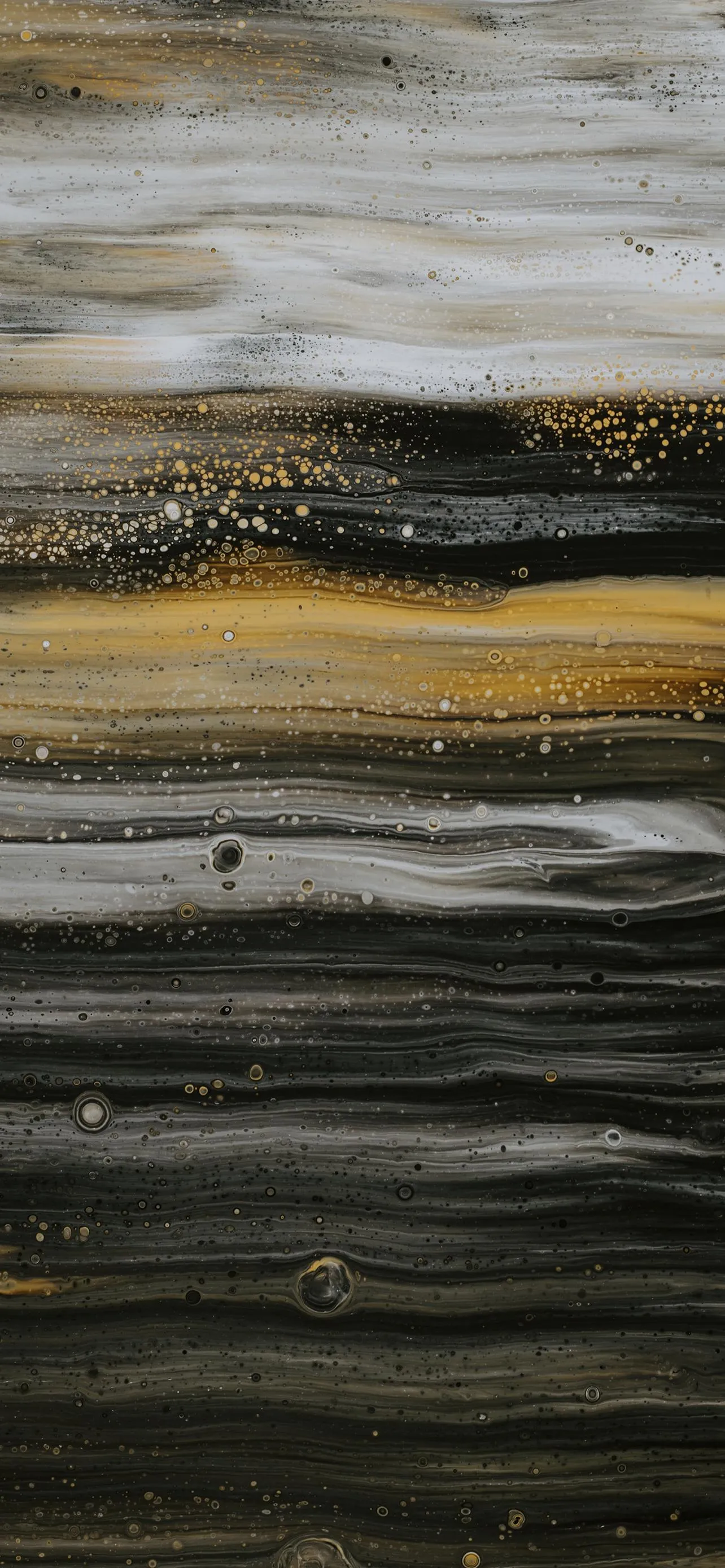 Modern Gold and Black Abstract Waves with Metallic Texture