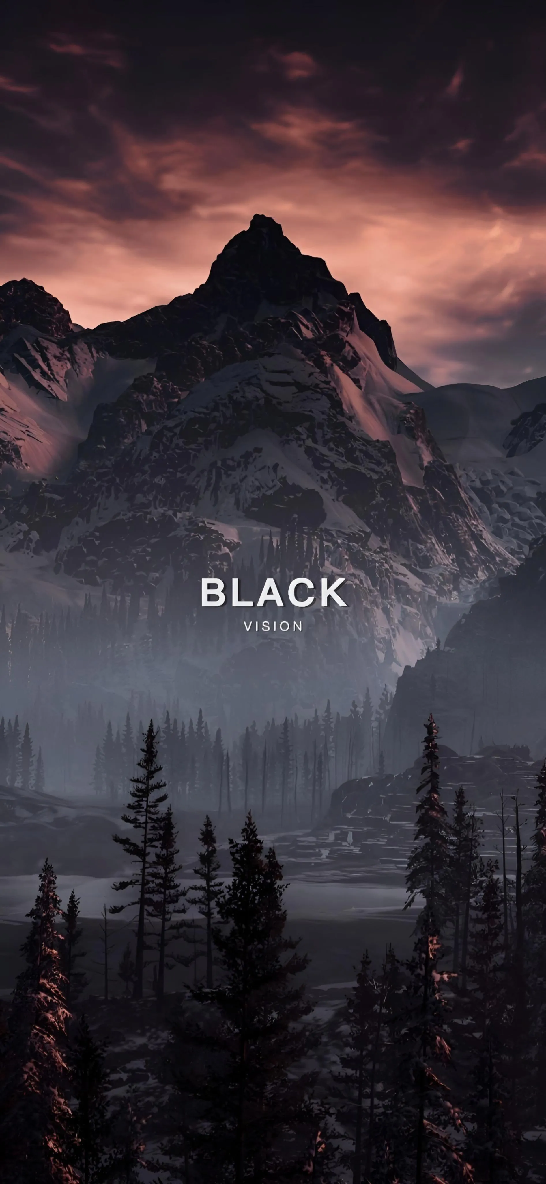 Moody Mountain Scene with Bold Black Typography free image