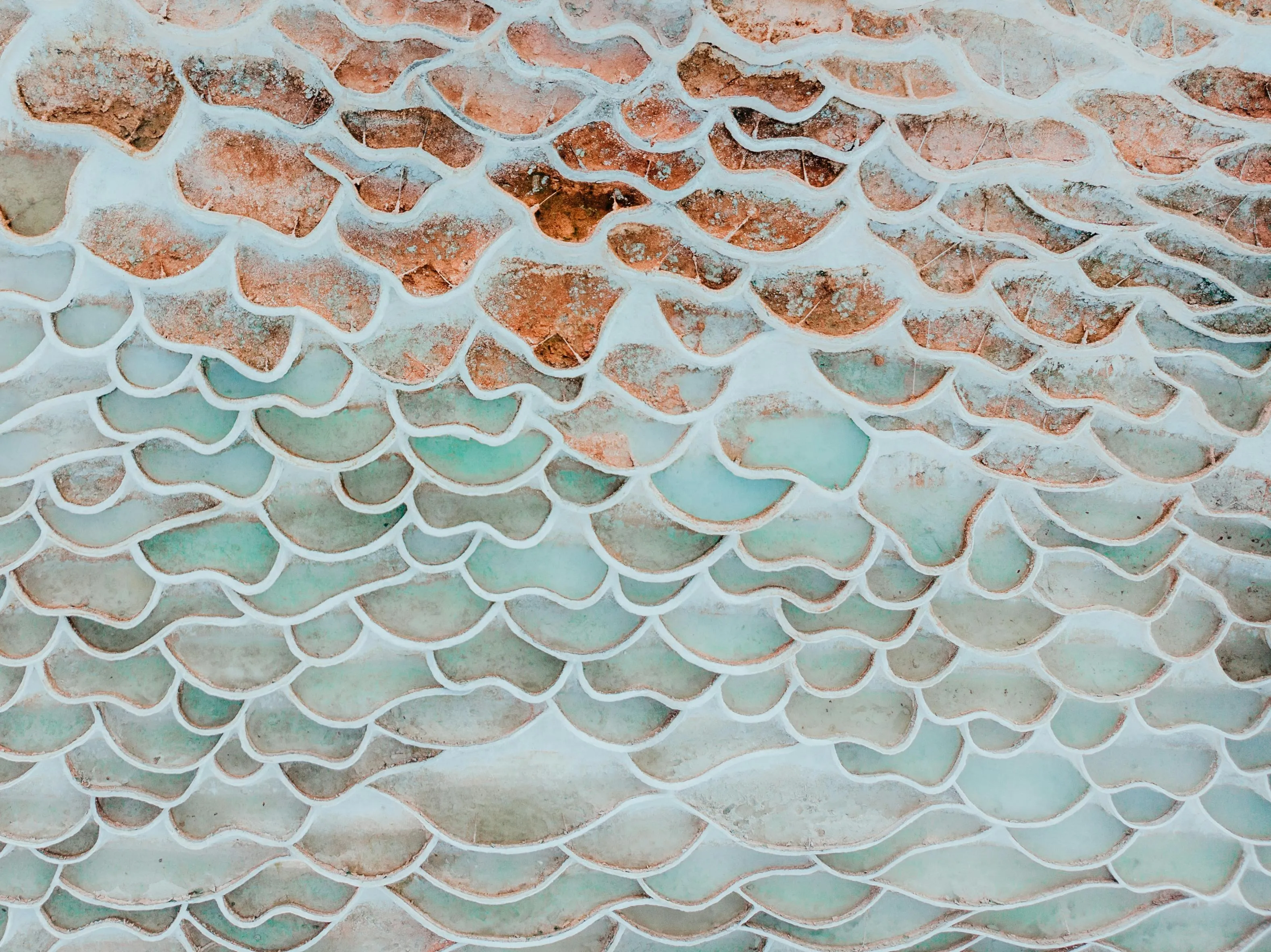 Mosaic tile pattern in pastel shades of pink and Aqua image