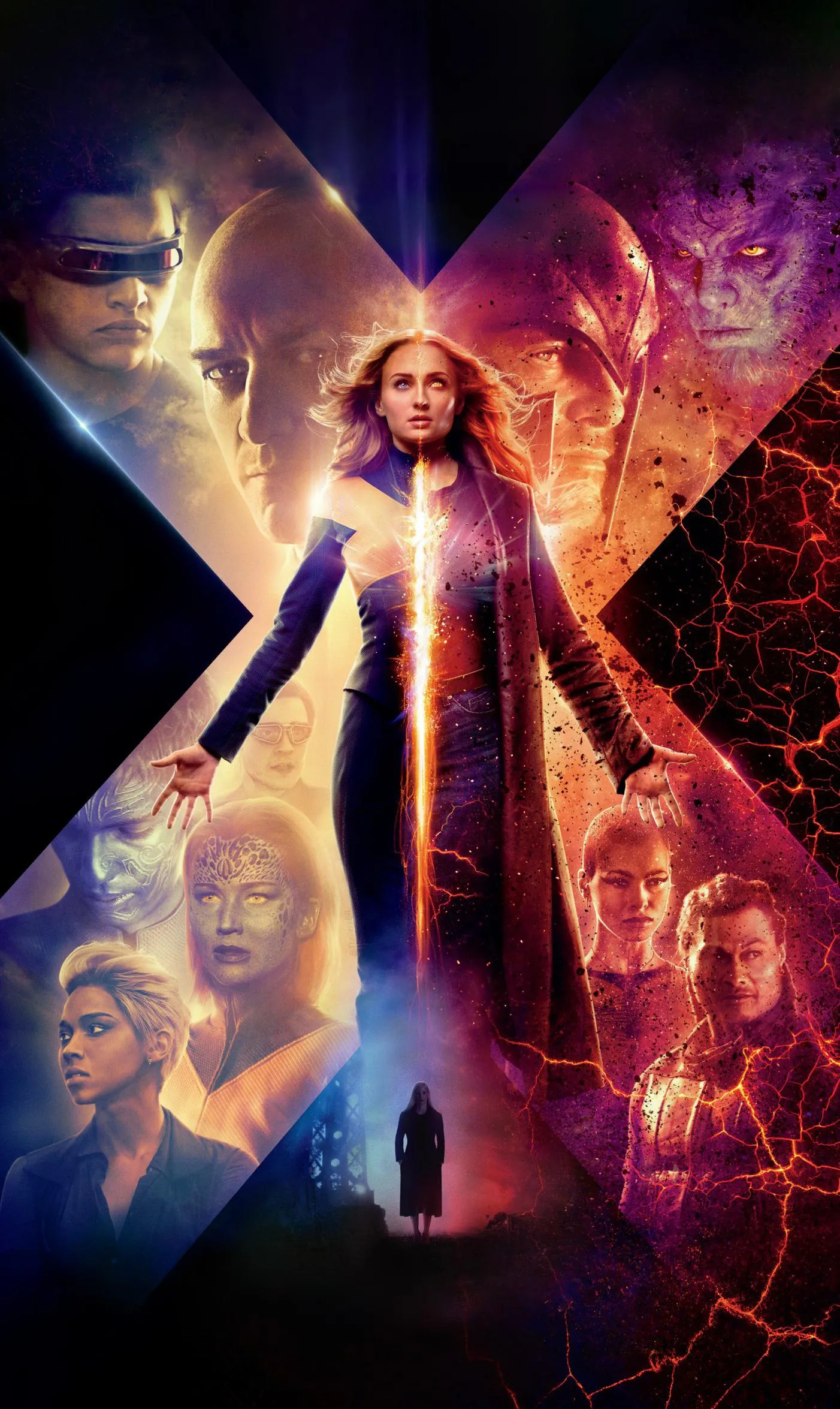 Movie Poster Style Image with Group of Characters and X Symbol
