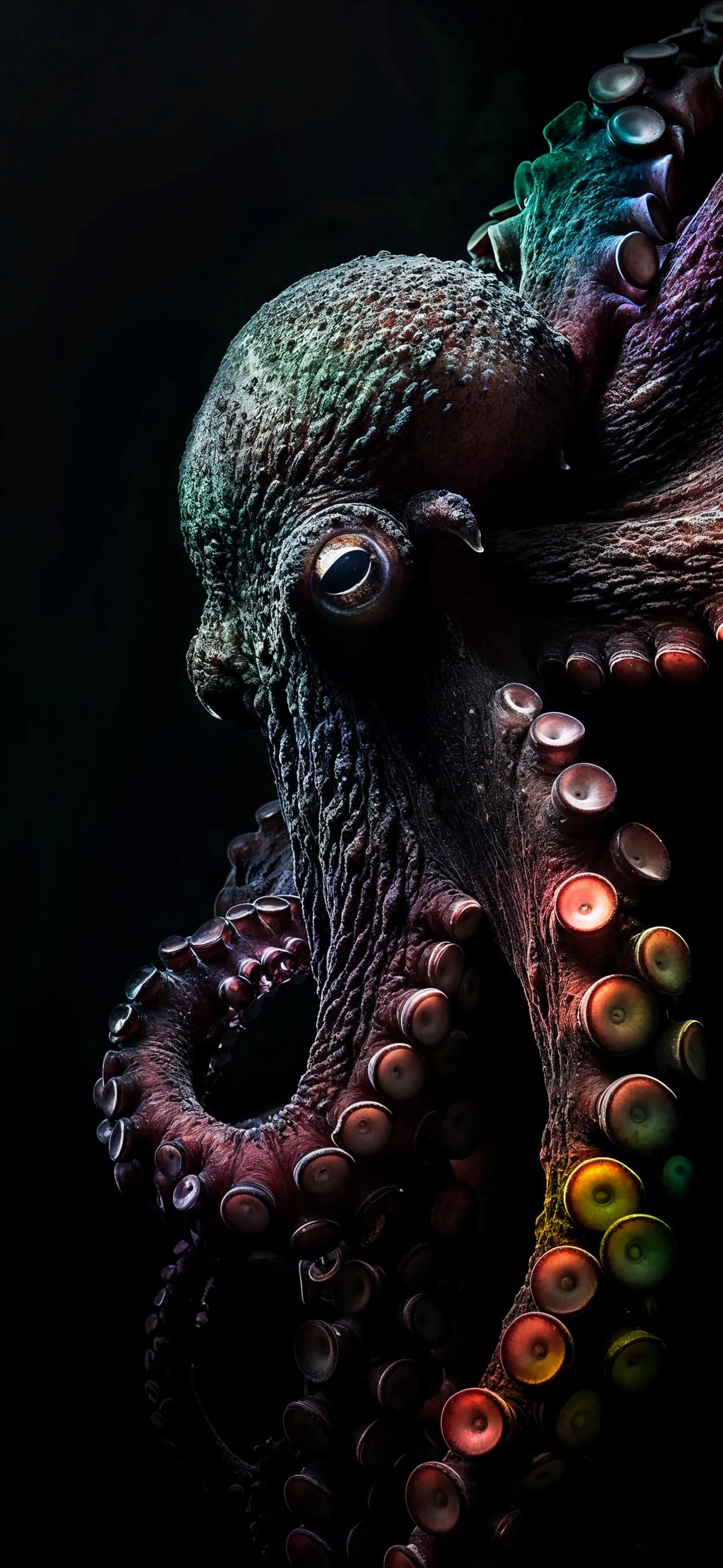 Mysterious Octopus Tentacles in Deep Black Ocean Scene