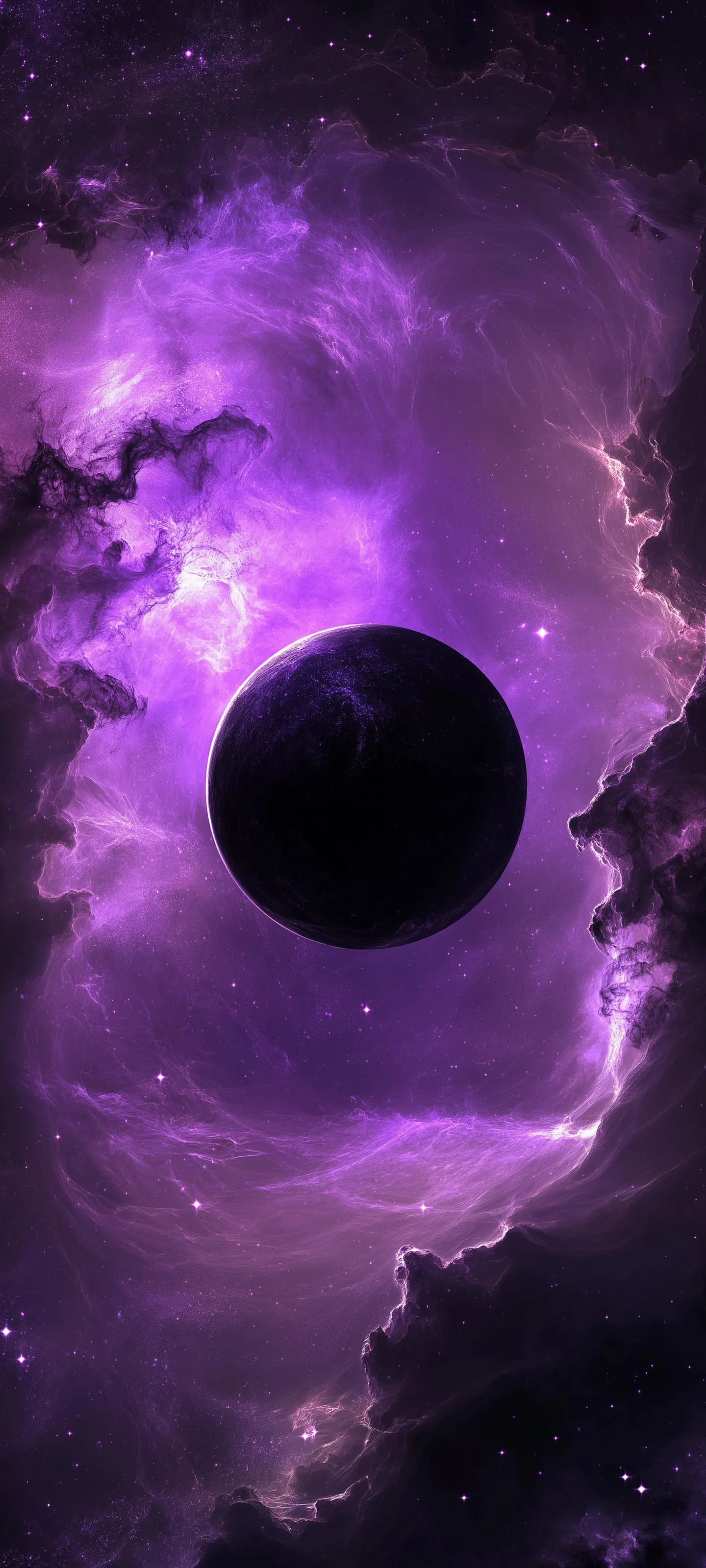 Mysterious Purple Space Vortex with Dark Central Planet