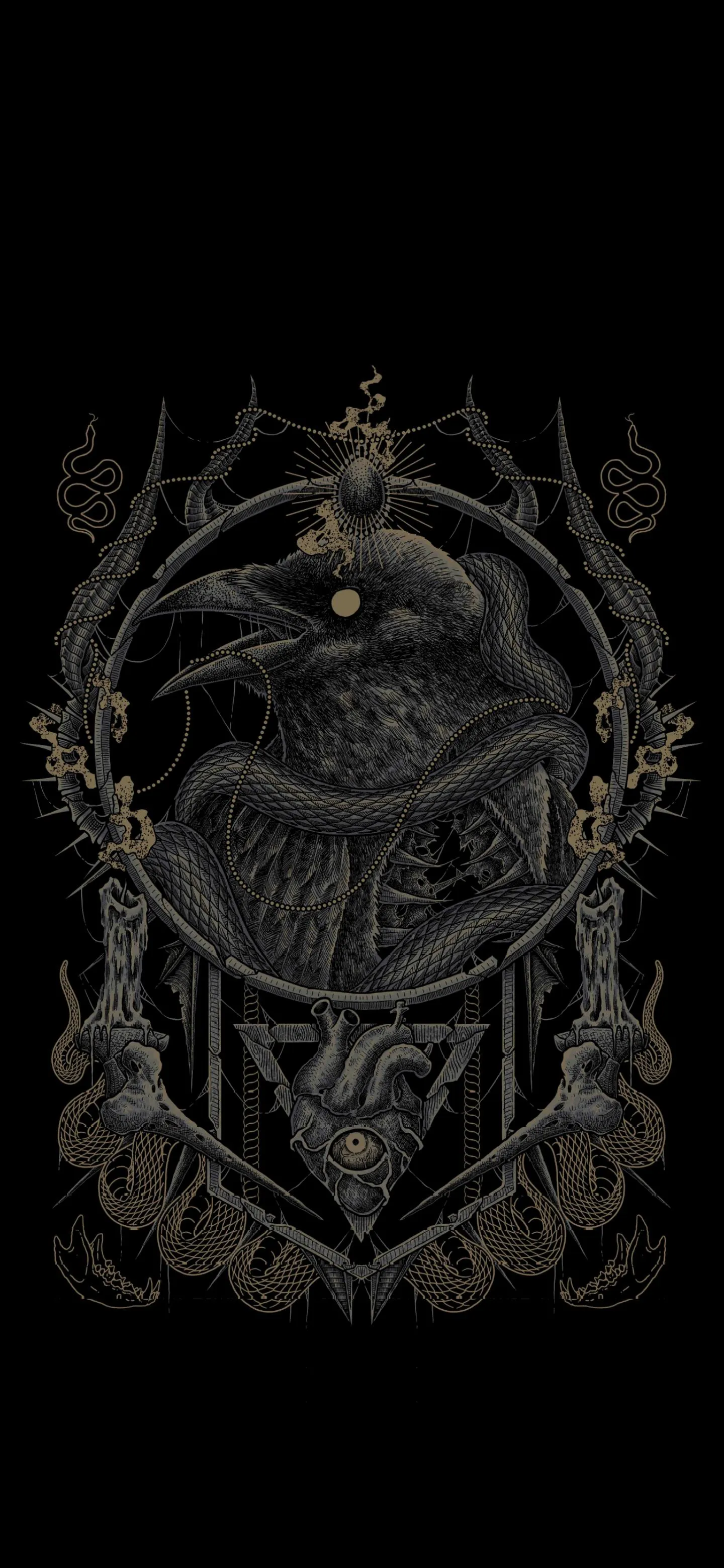 Mystical Raven Surreal Art with Occult and Gothic Themes
