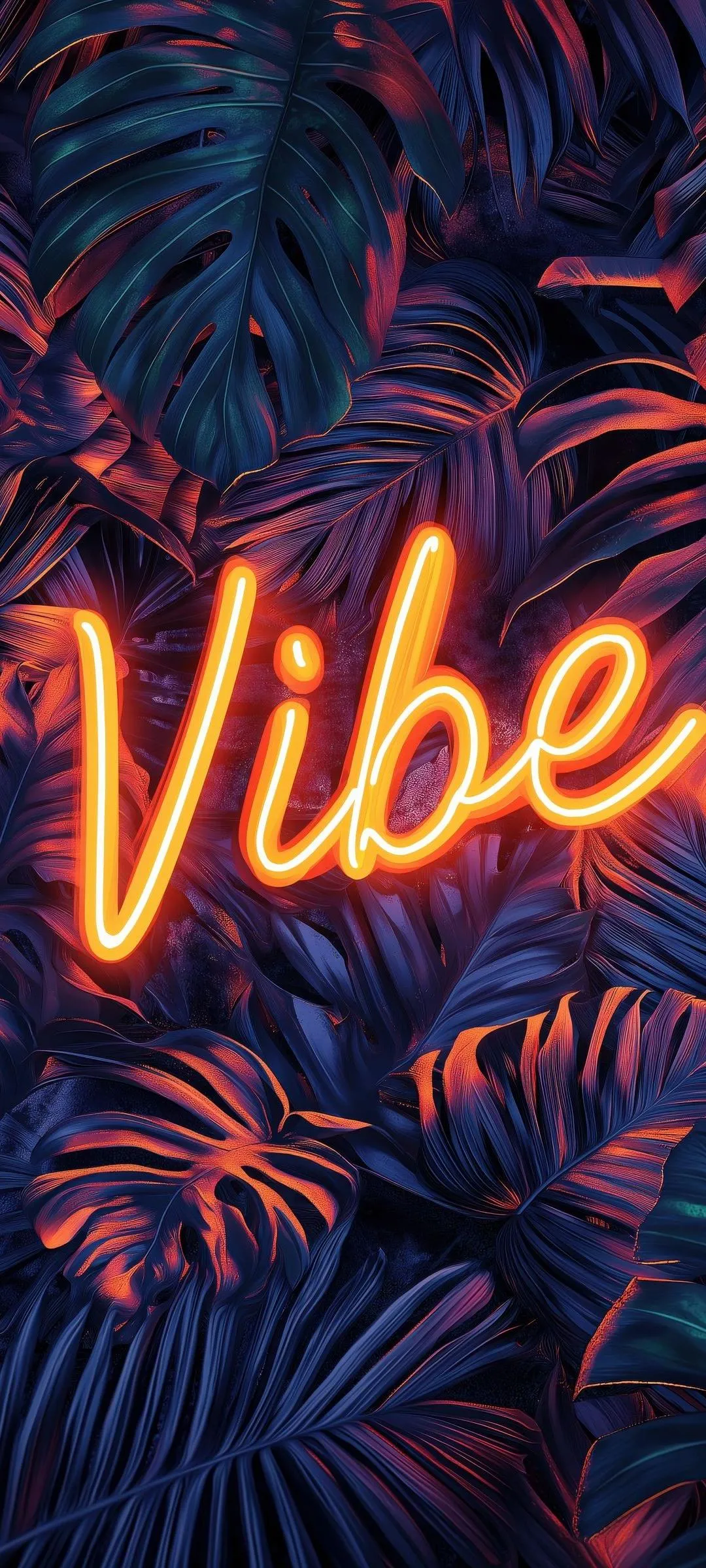 Neon Vibe Sign on Wall with Dark Urban Aesthetic Wallpaper