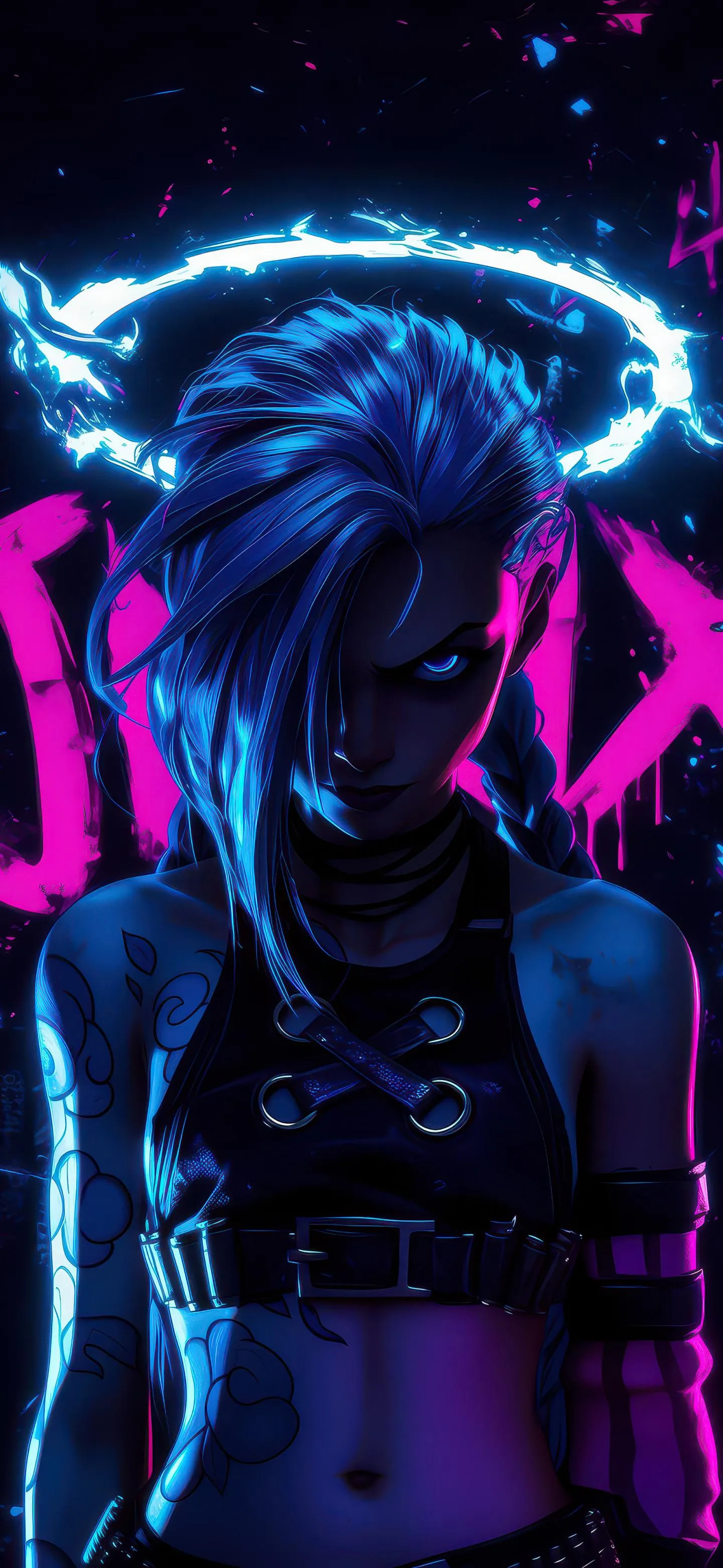 Neon Warrior Stands Strong in a World of Chaos and Color