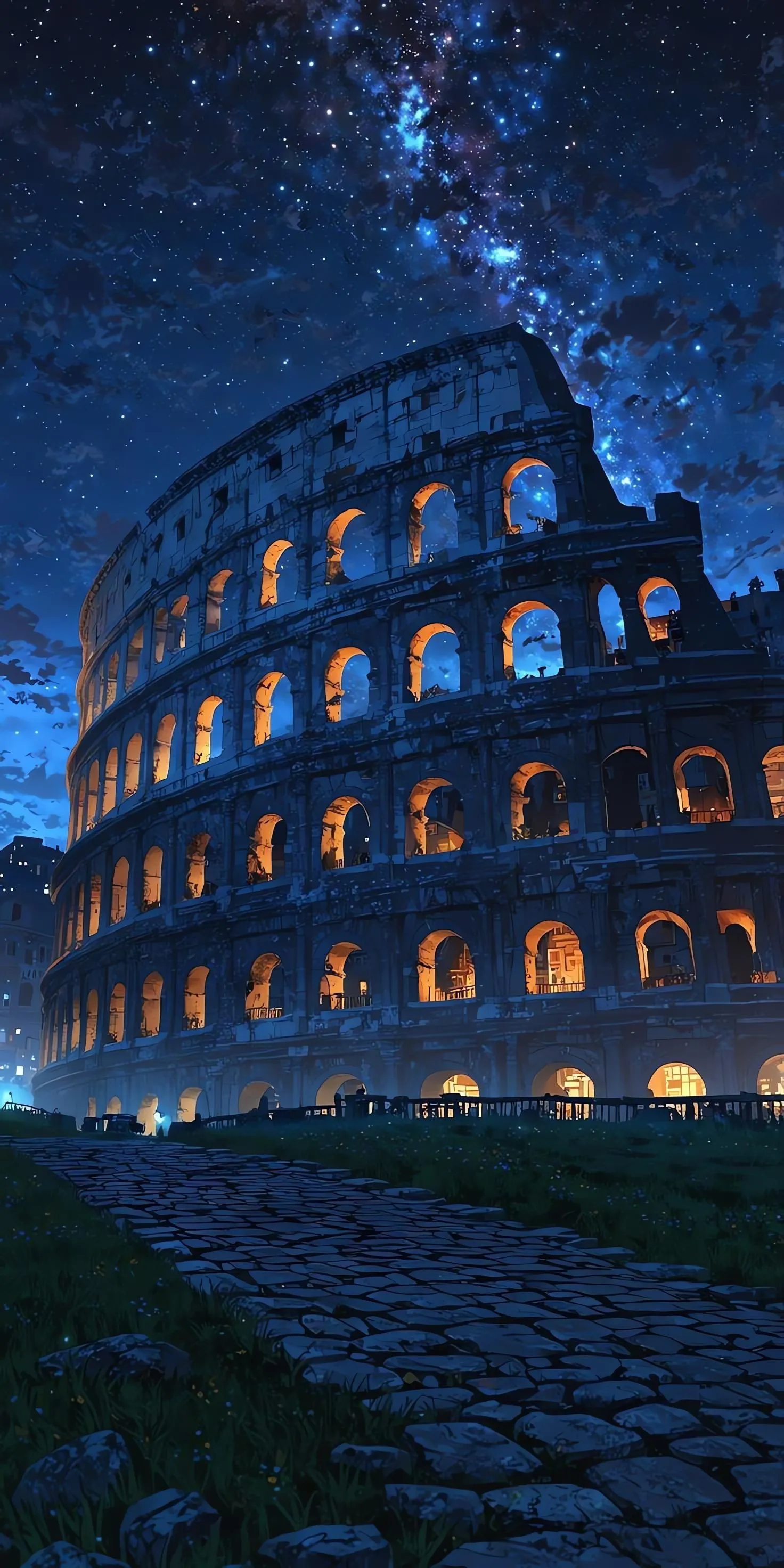 Night View of Colosseum Ancient Roman Amphitheater Mobile