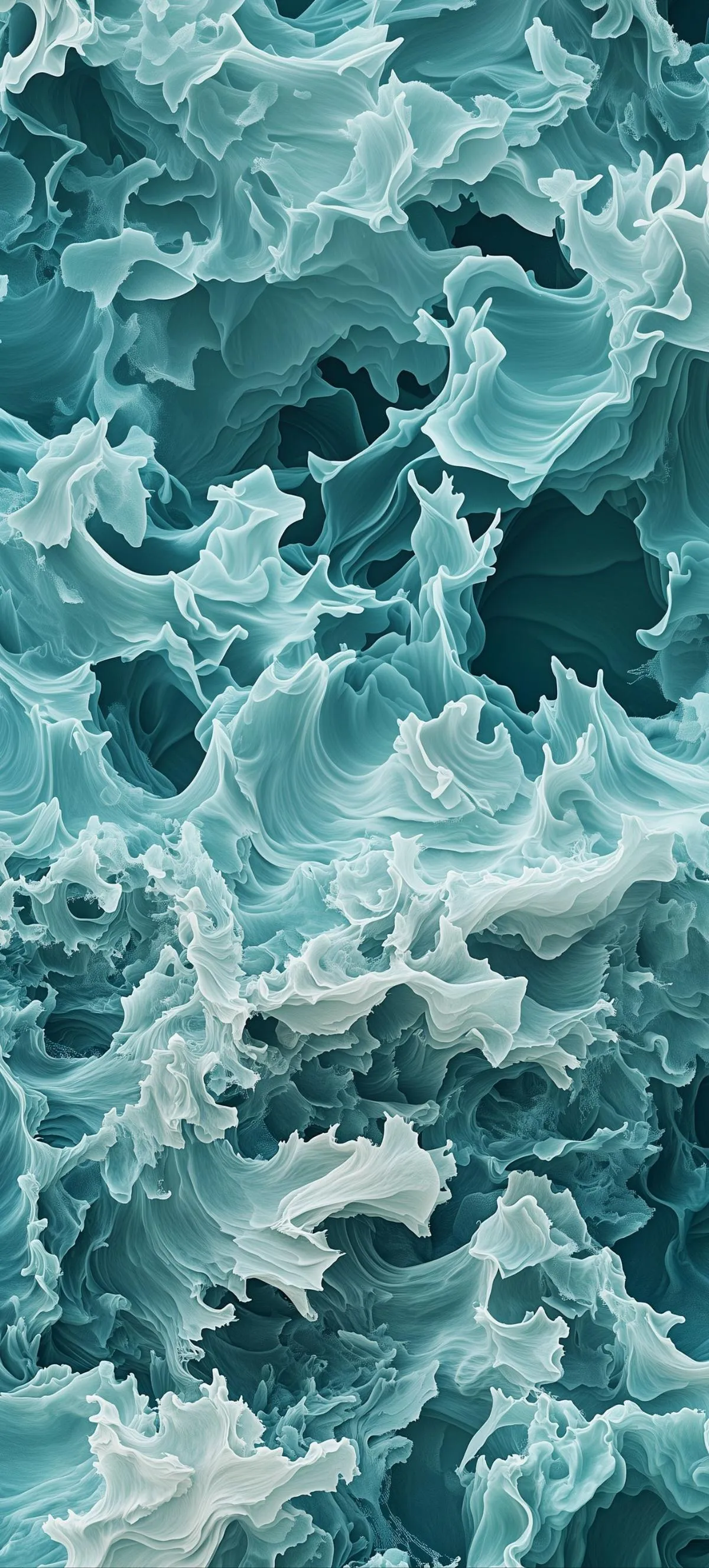 Ocean waves crashing and splashing on rocks Wallpaper