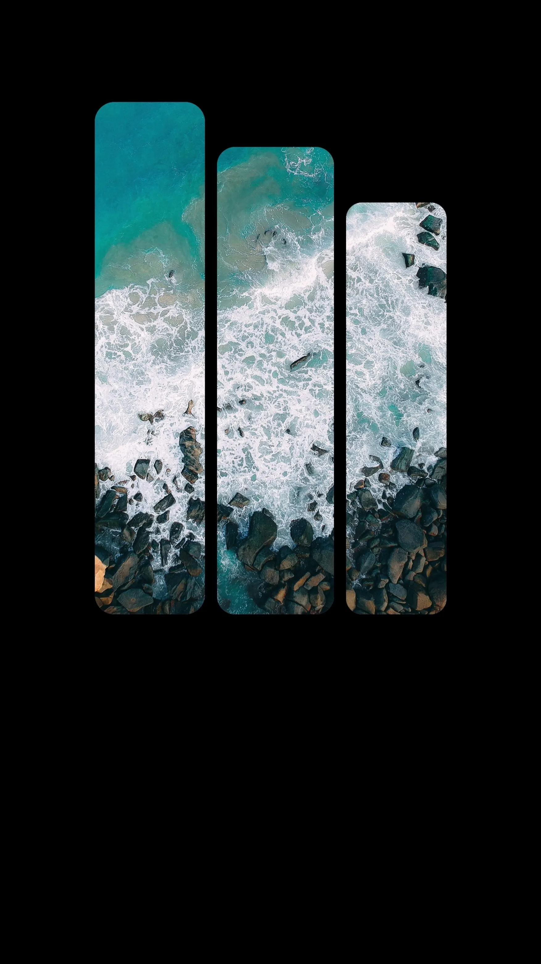 Ocean Waves Forming Bar Graph on Black Background Wallpaper