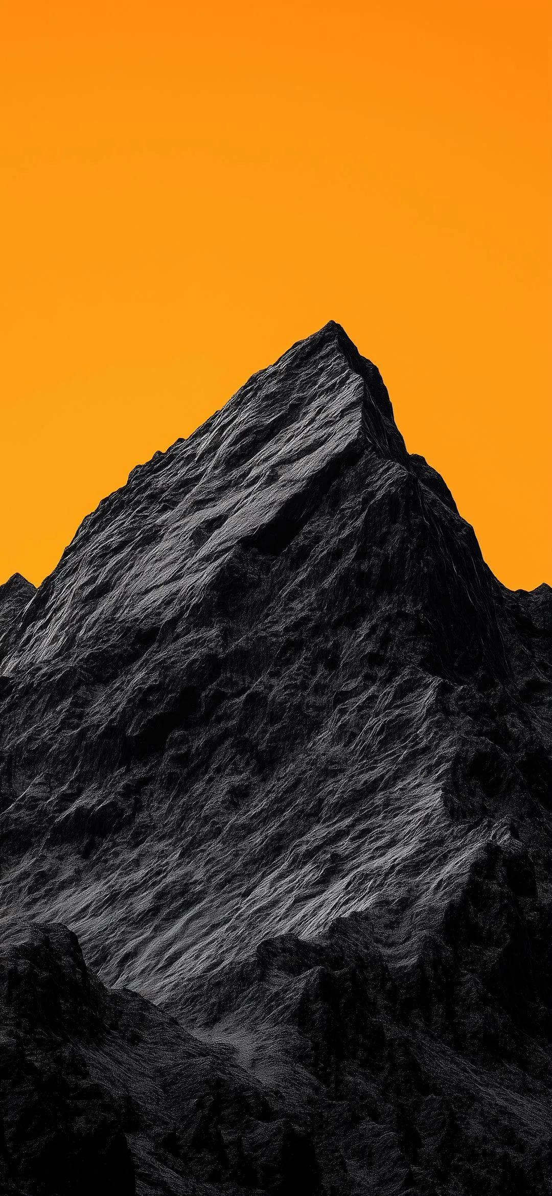 Orange Sunlight on Dark Jagged Mountain Peak Scene Wallpaper