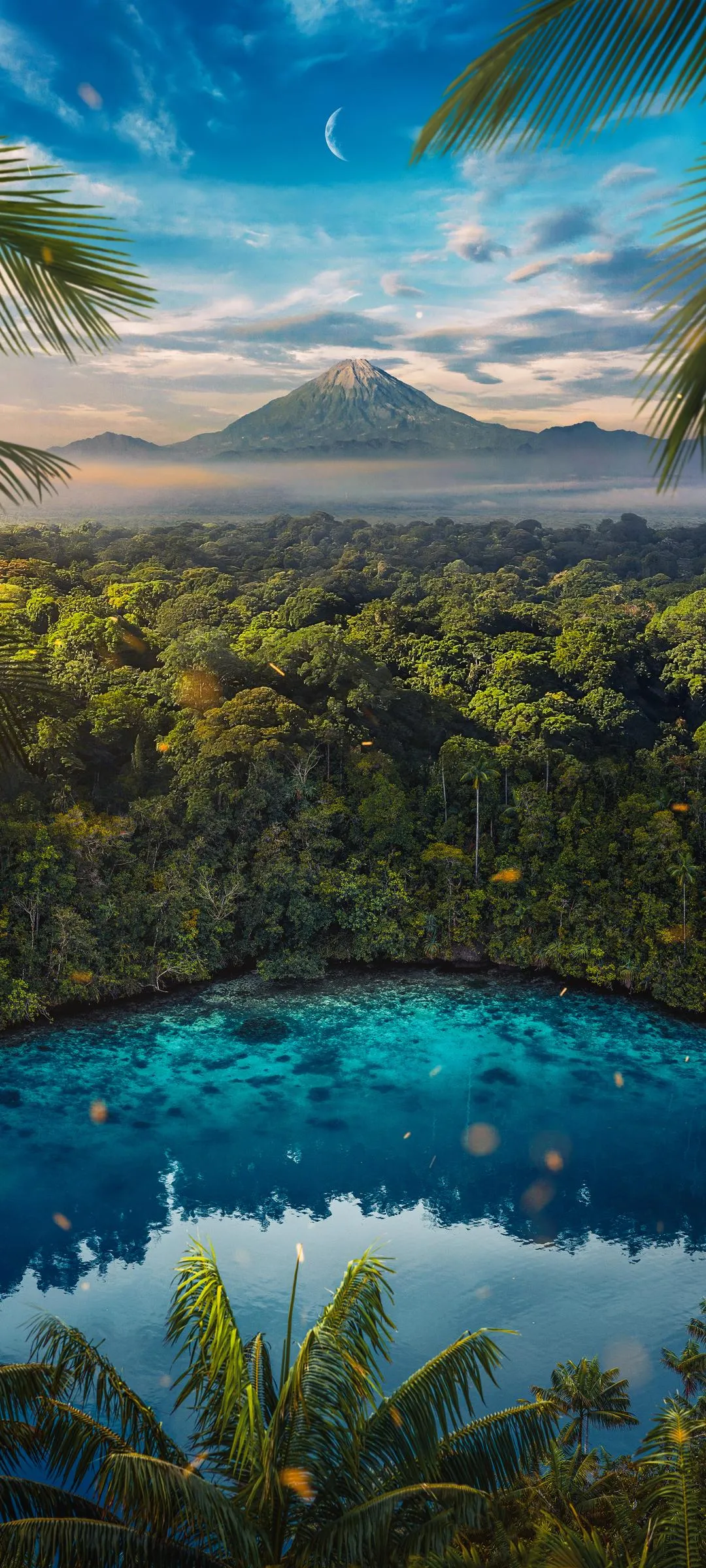 Panoramic view of tropical island and turquoise water