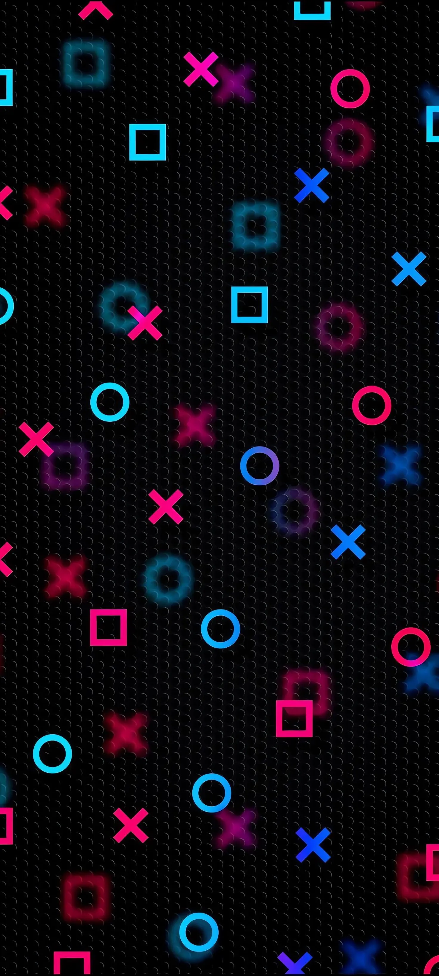 Patterned Black Background with Colorful Digital Icons