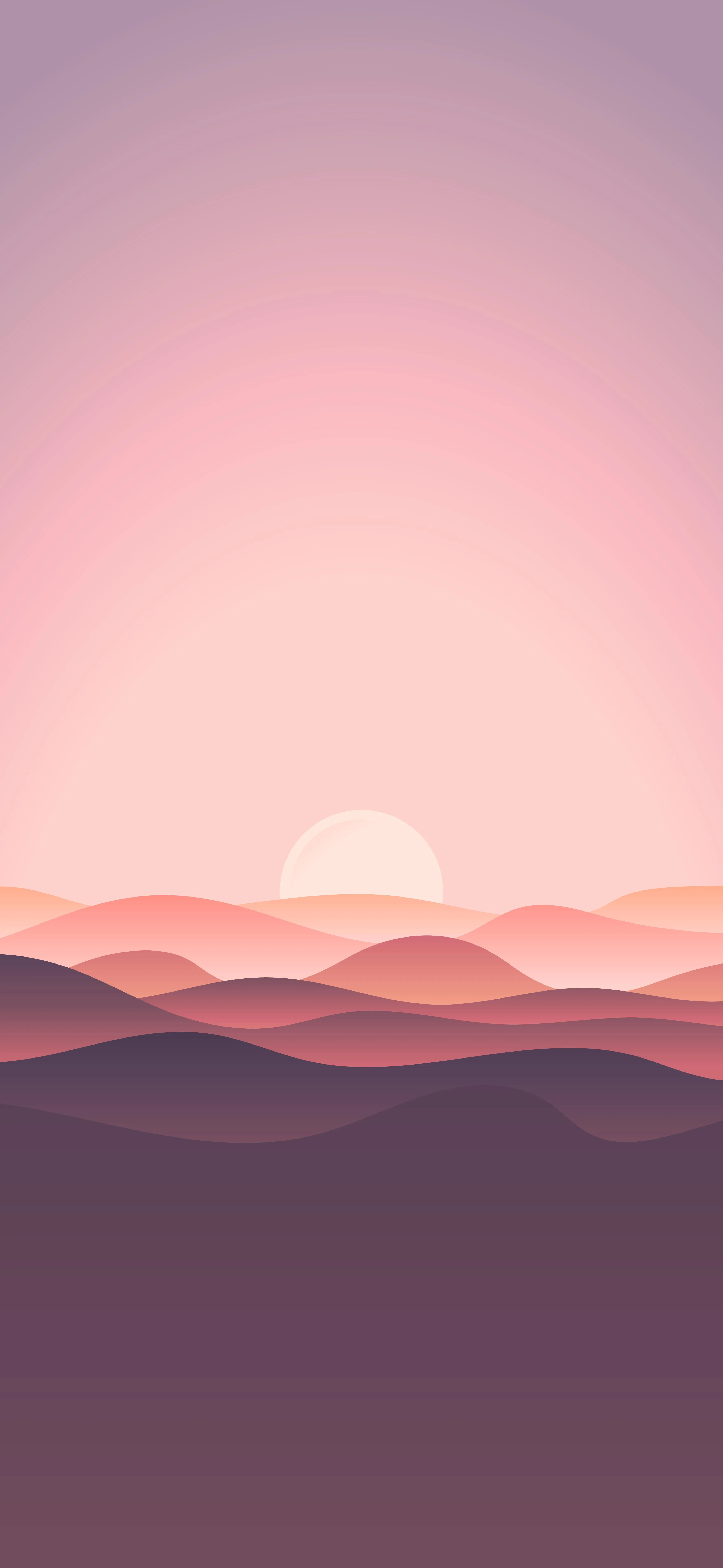 Peaceful Pink Sunset Over Minimal Mountain Landscape