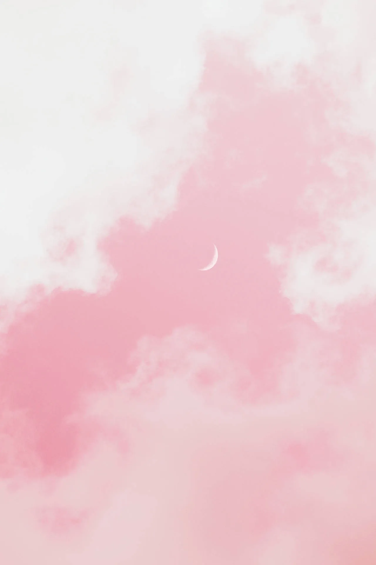 Pink sky with crescent moon aesthetic soft cloud view image