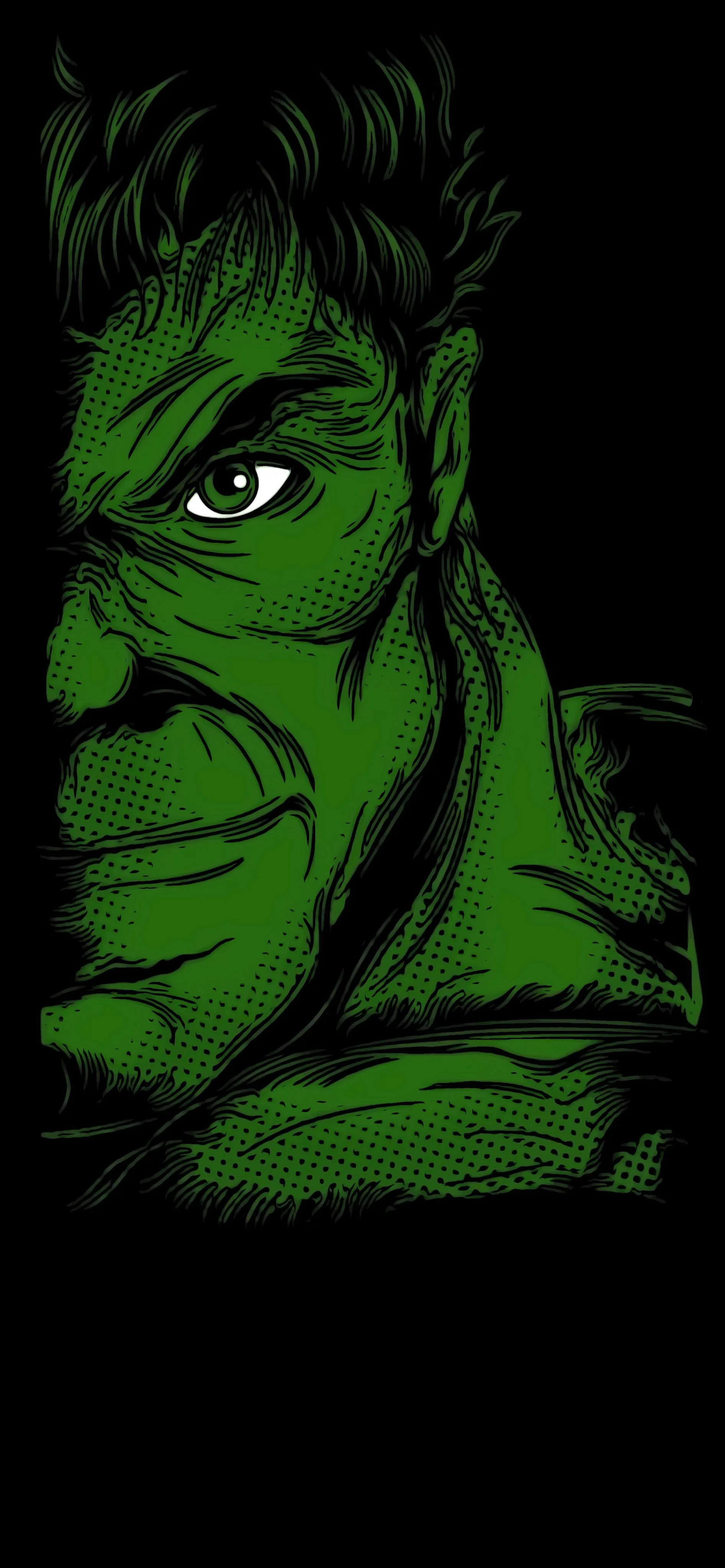 Powerful Green Hulk with Intense Expression Face Wallpaper