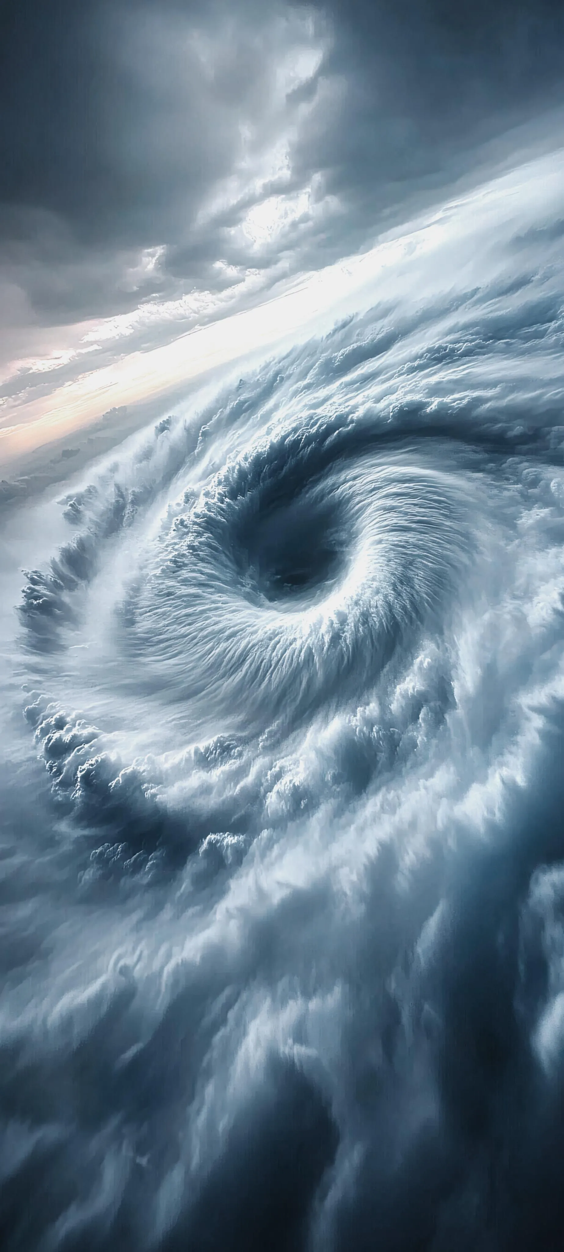 Powerful hurricane storm viewed from space at night