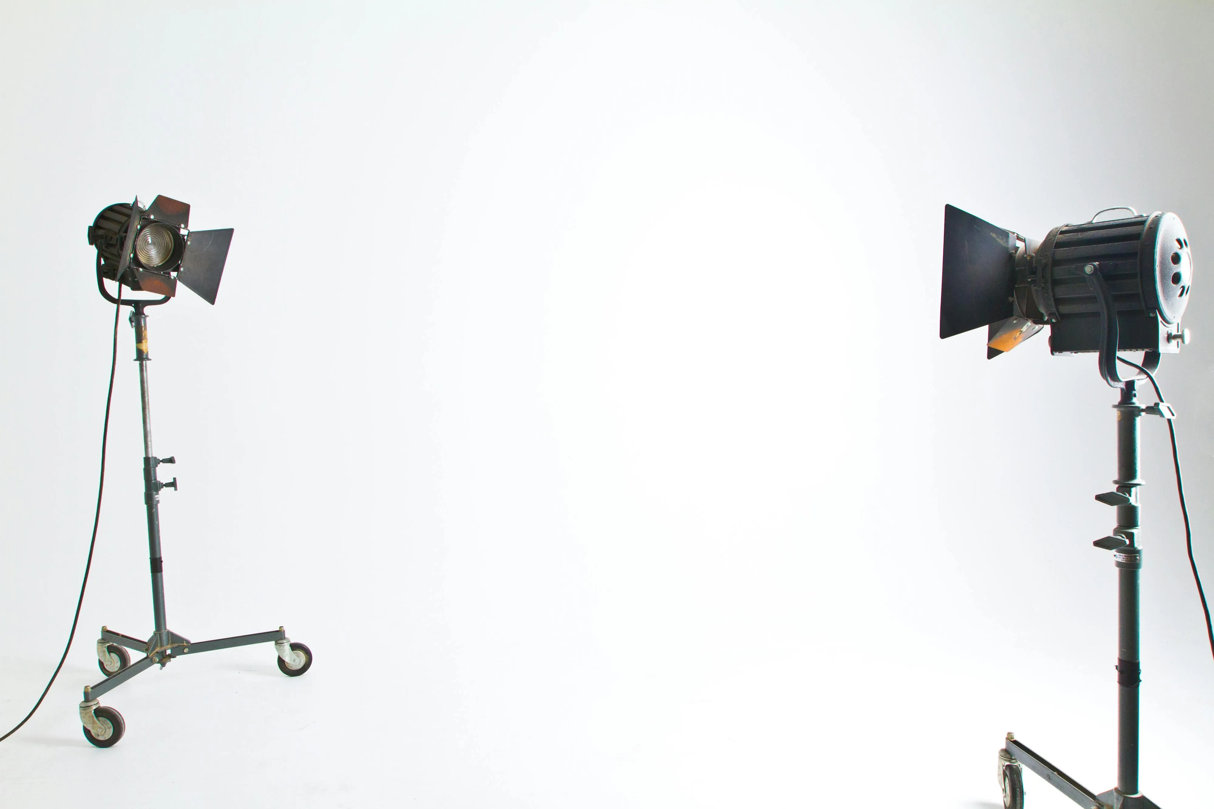 Professional photography lighting equipment in a white studio