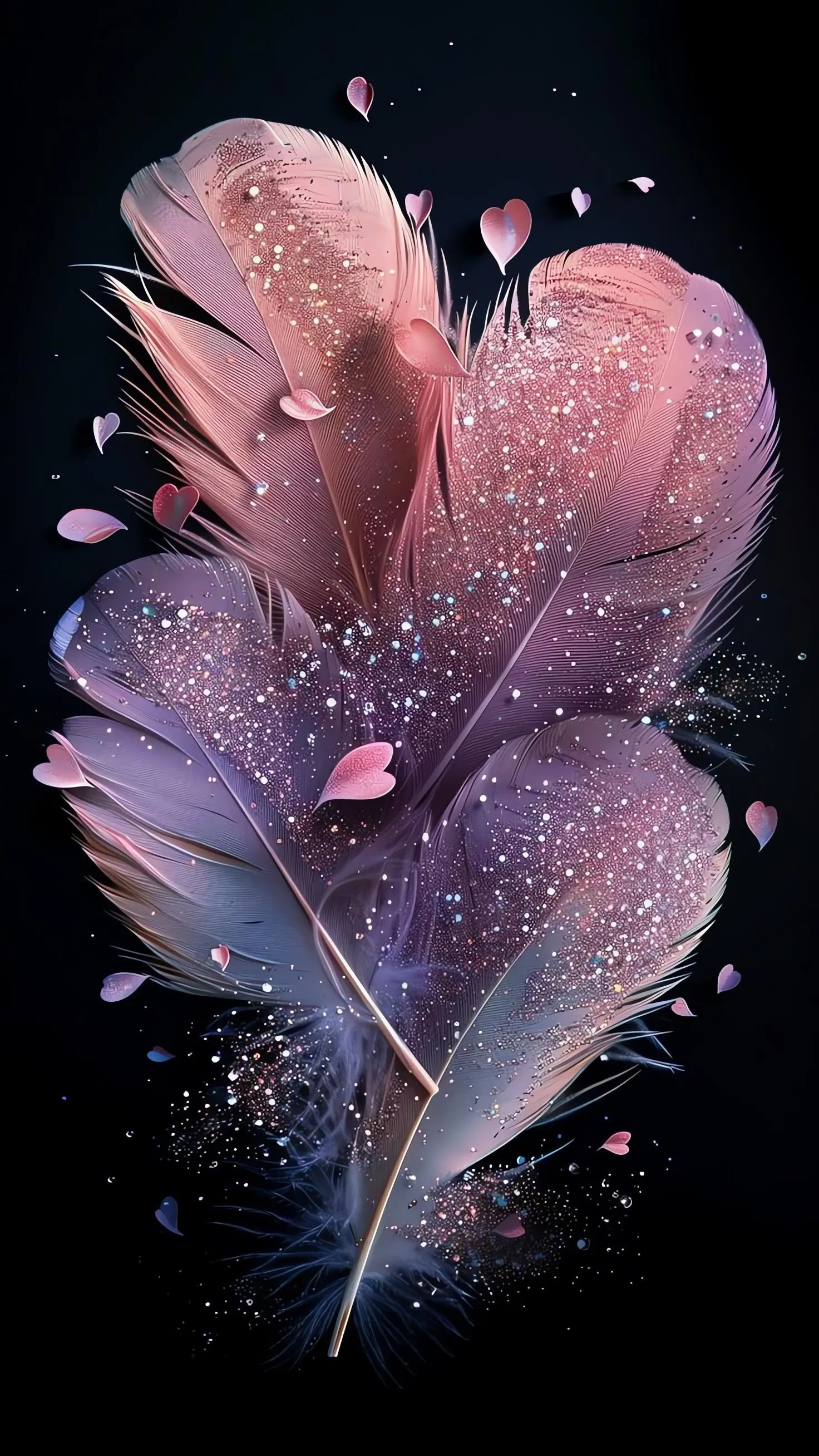 Purple Leaf Heart with Galaxy Background in Night Sky