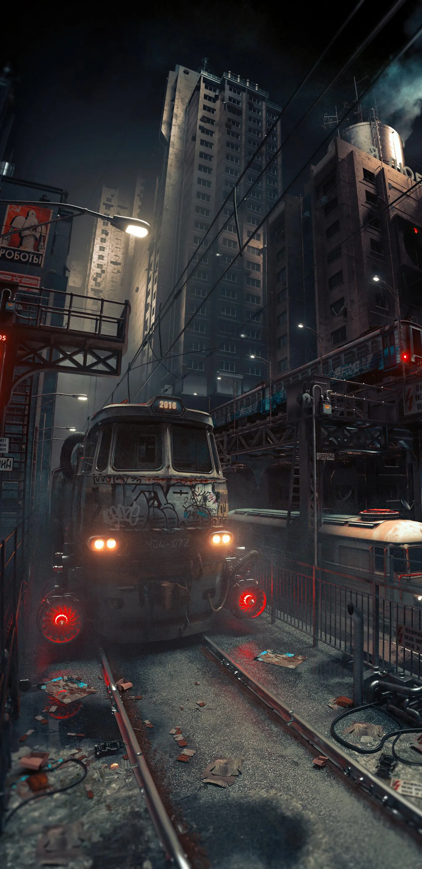 Rainy Night City Street with Cinematic Lighting Wallpaper