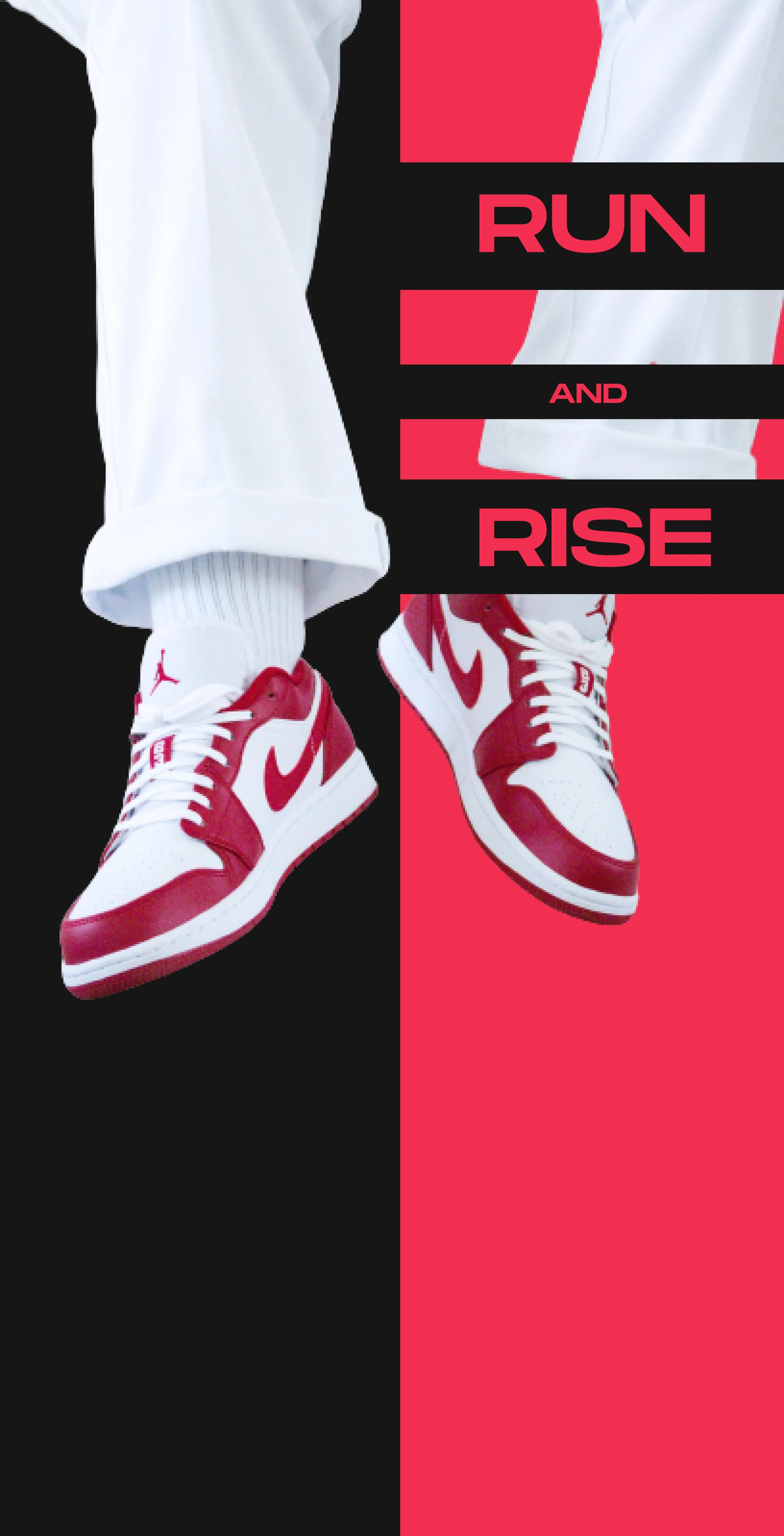 Red Sneakers and Street Style Poster with Bold Text