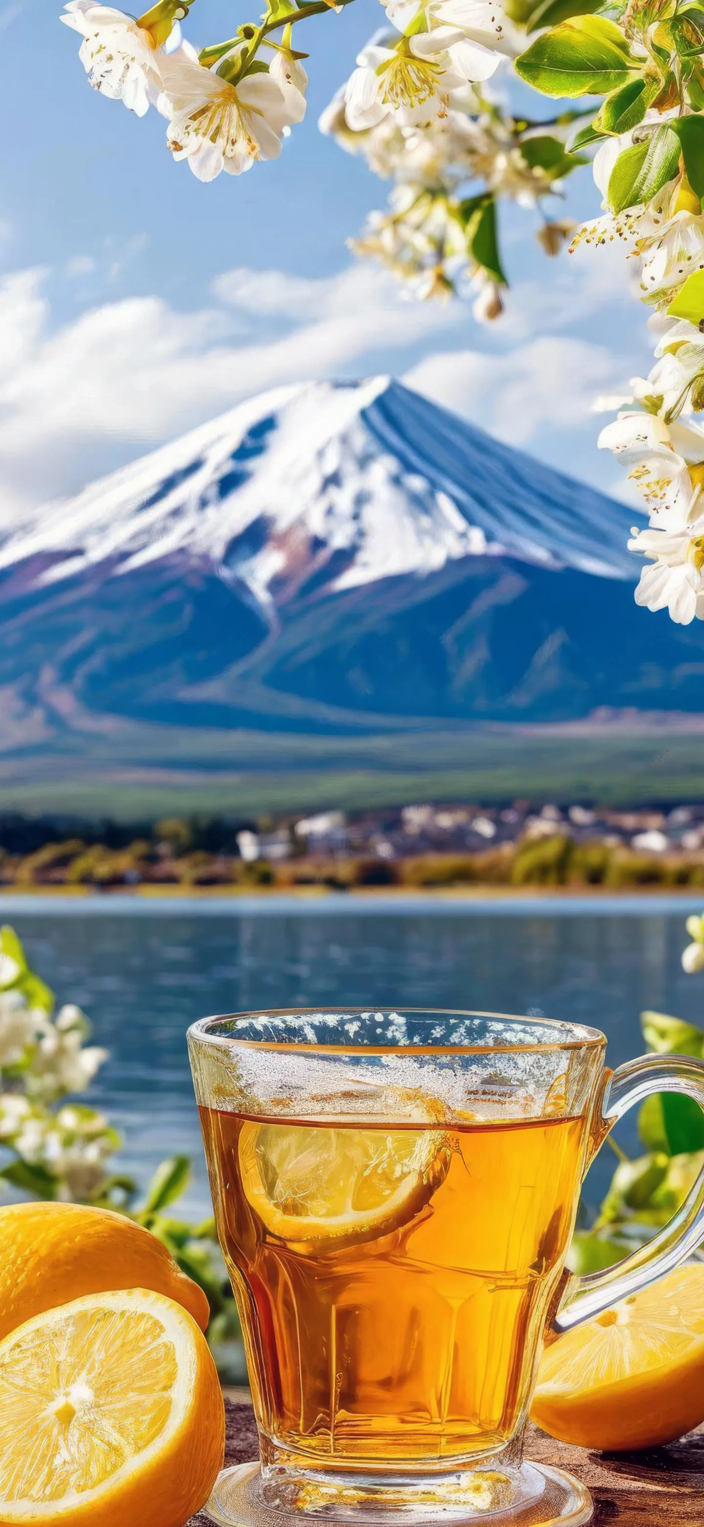 Refreshing Drink with Mountain View and Lemon Tea image