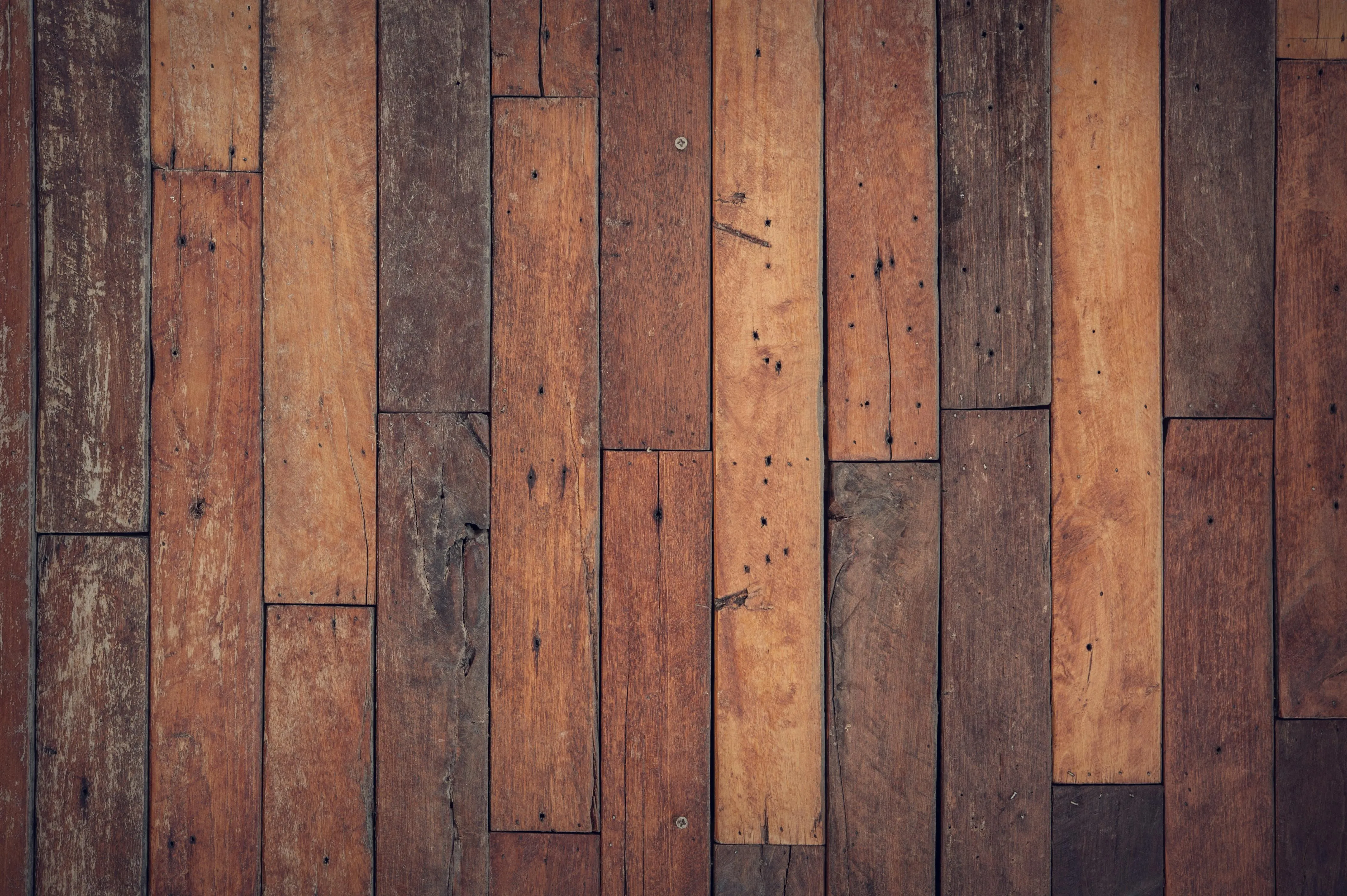 Rustic wooden floorboards in mixed dark brown shades image