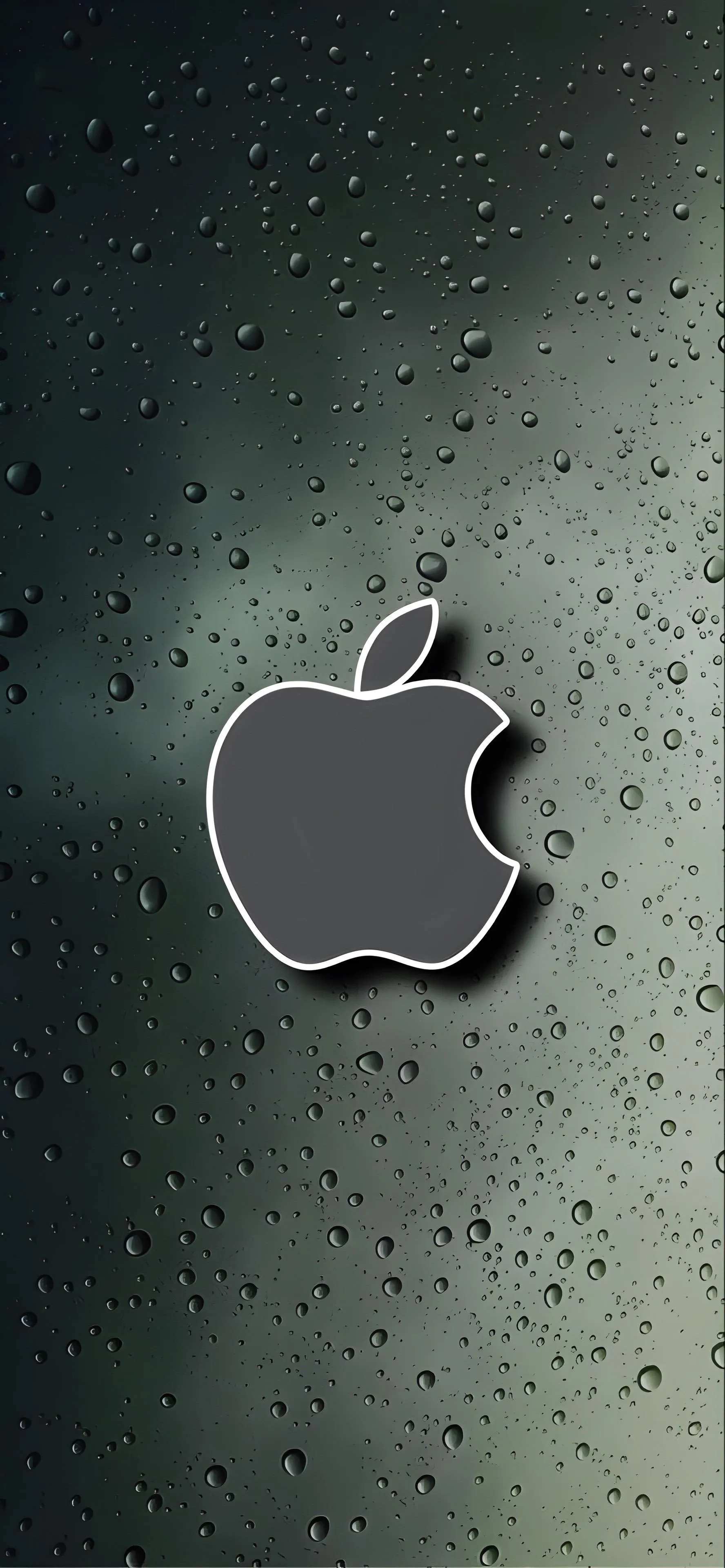 Sleek Apple logo on rainy glass for modern mobile look