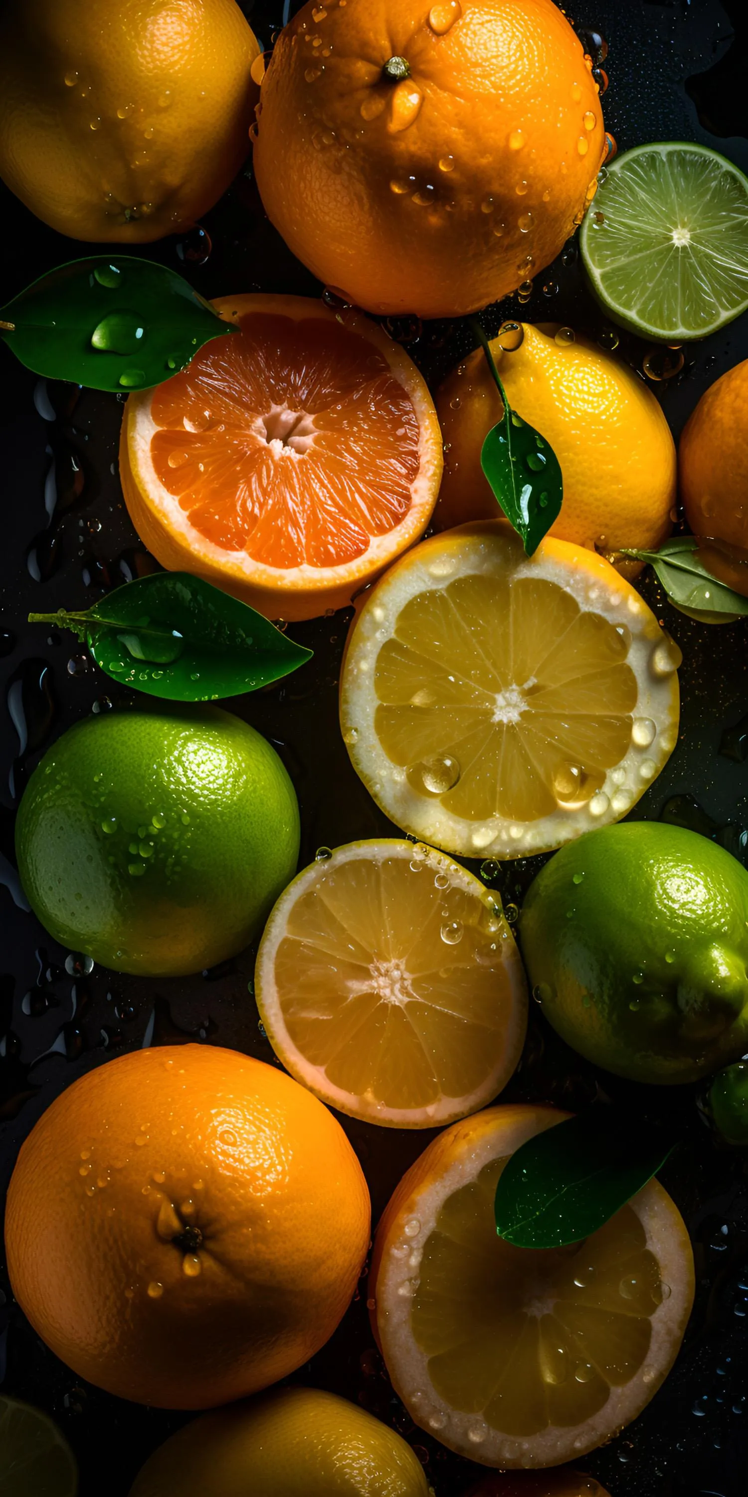 Sliced Oranges and Limes Arranged in Vibrant Layers