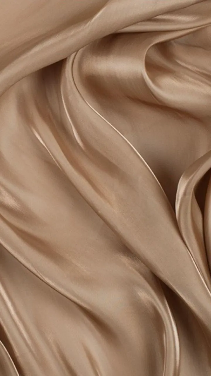 Smooth beige satin fabric with elegant fold texture image