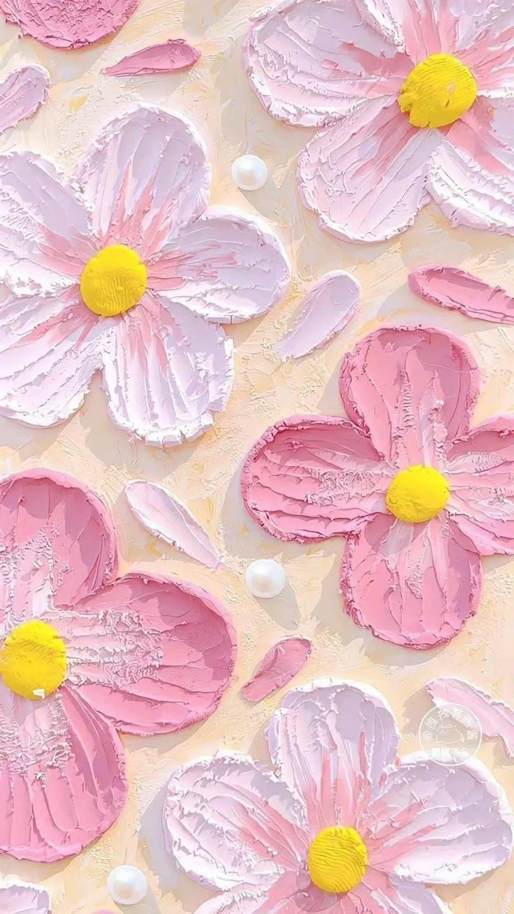 Soft pastel pink and white floral pattern with texture image