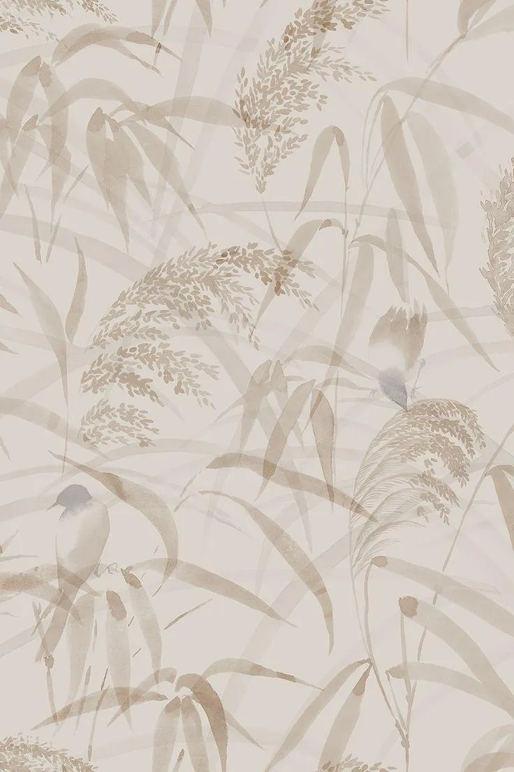 Soft tan floral pattern wallpaper with natural tones 4K