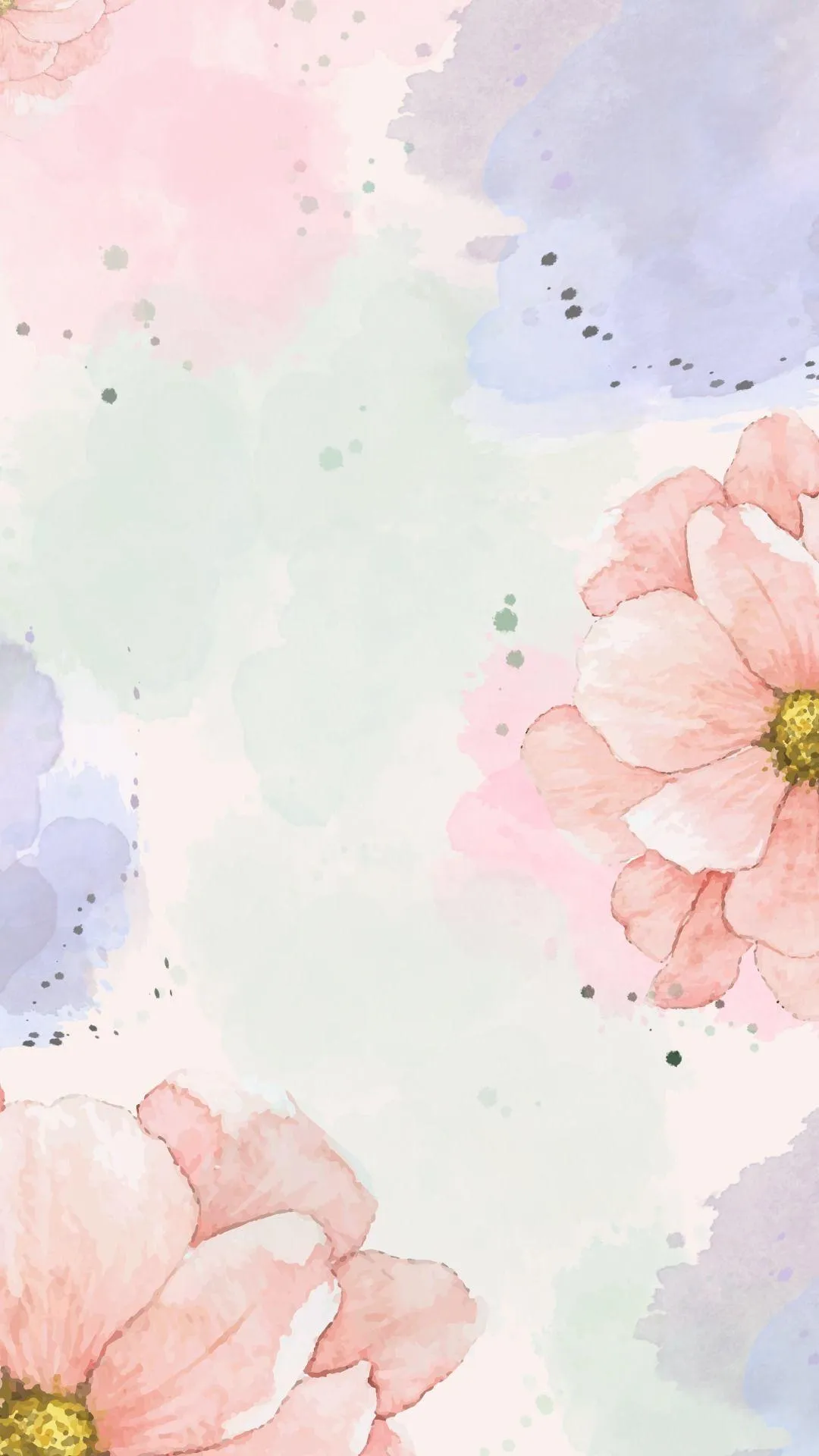 Soft watercolour background with floral pastel designs 4K