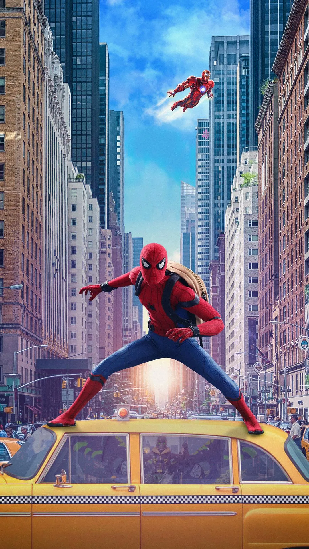 Spiderman and Ironman Patrol New York City in Action Scene