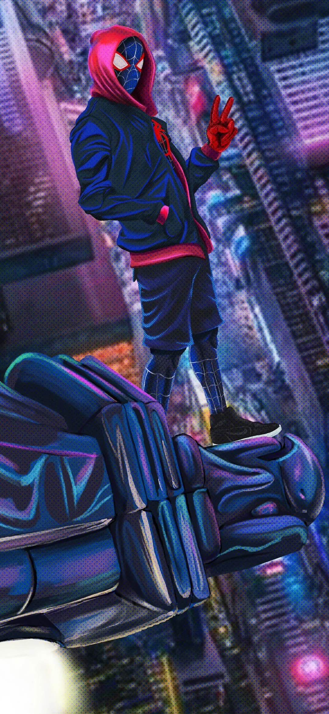 Spiderman Character with Neon Street Style Wallpaper