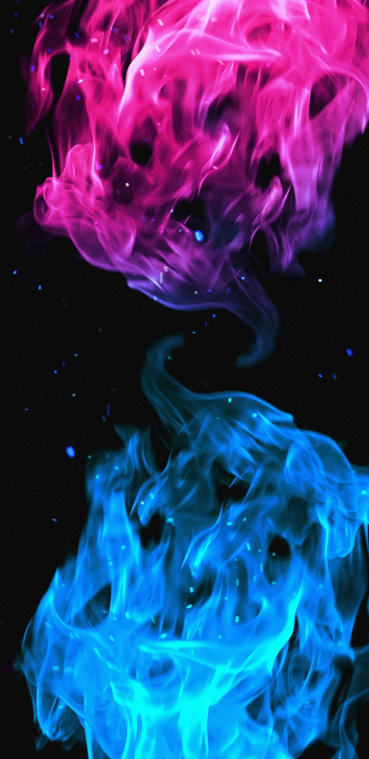 Splashes of Pink and Blue Paint in Abstract Space Theme