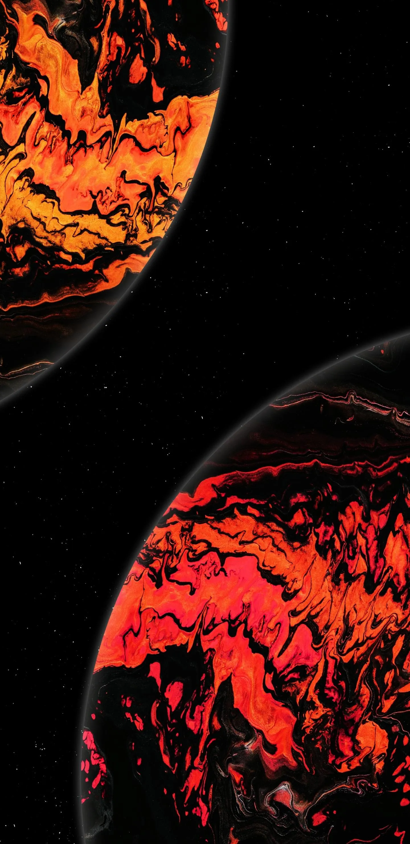 Split Planet Earth with Fiery Red and Black Space Wallpaper