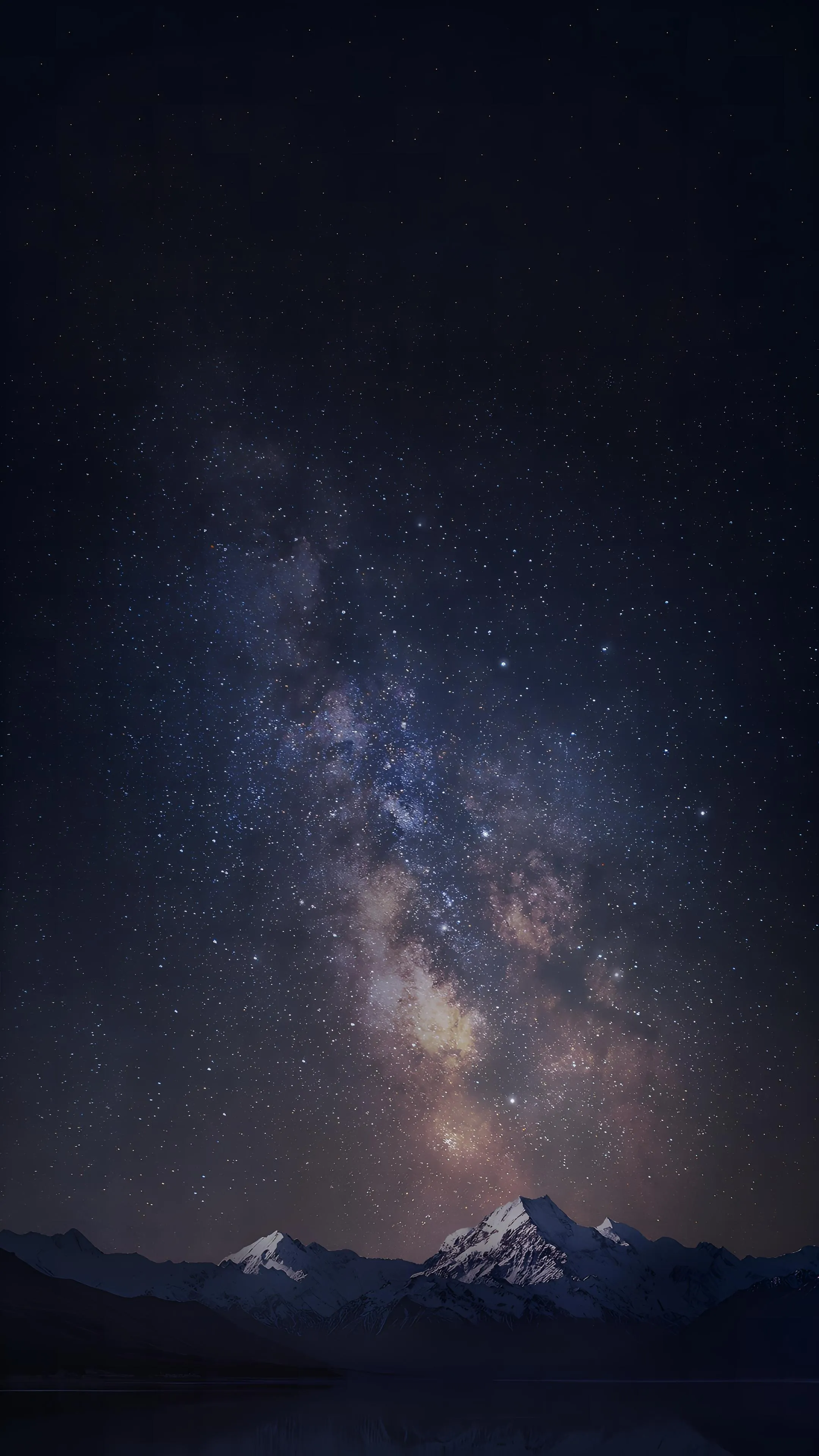 Starry Night Sky over Mountains with Milky Way View