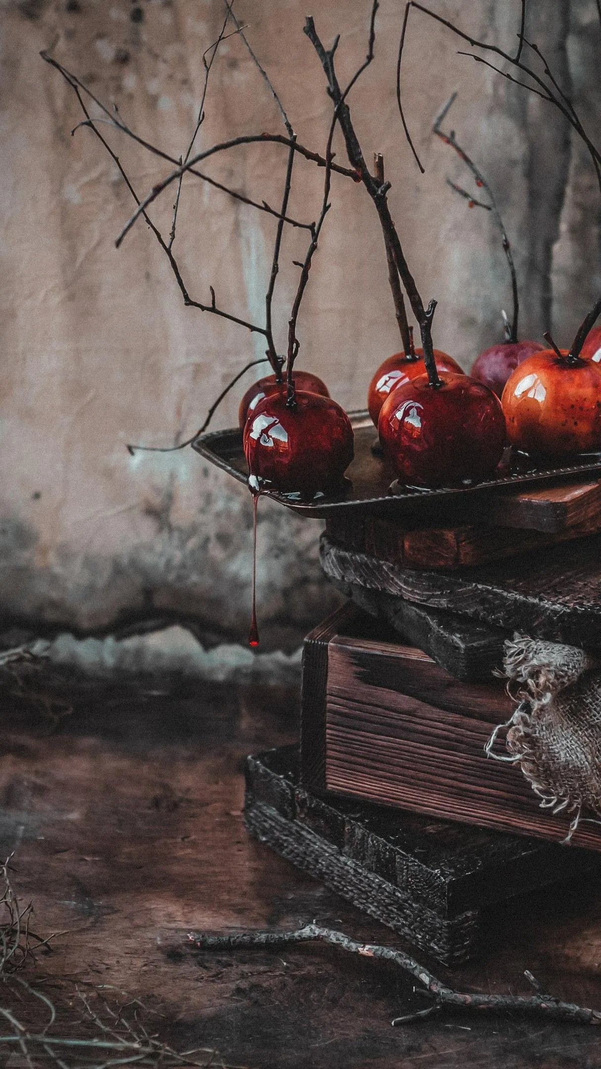 Still Life Painting with Apples and Dark Backdrop Wallpaper